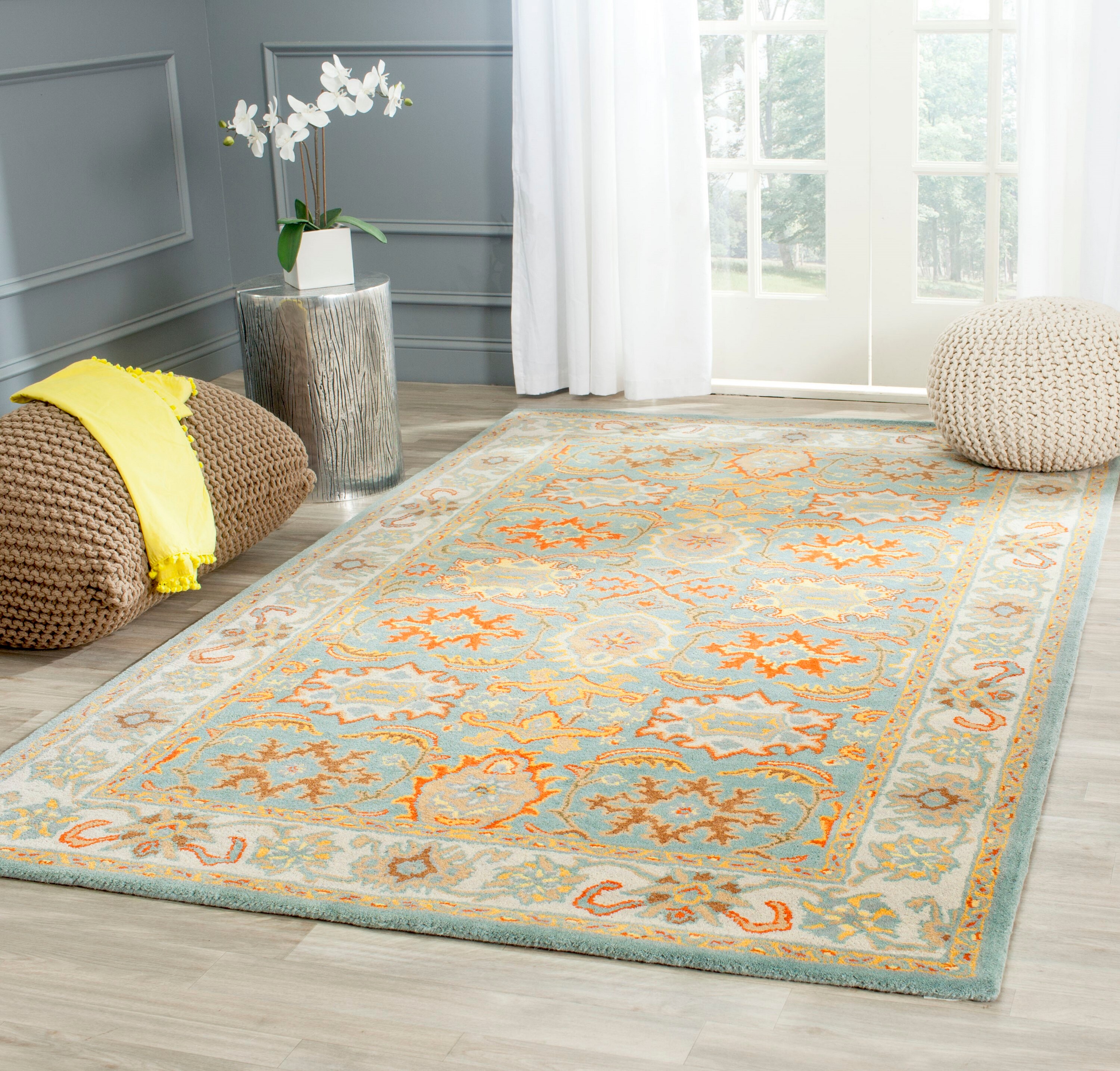 ReaLife Machine Washable, Eco-Friendly Vintage Distressed Floral Rug - 4' x 6' - Gray