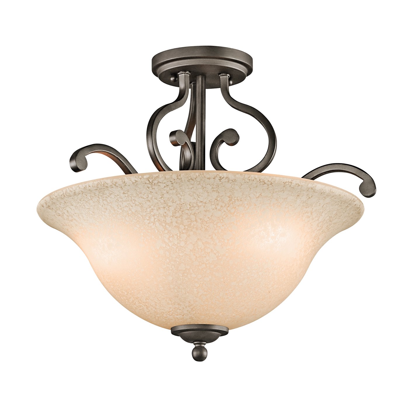 Kichler 43232OZ Camerena 1-Light 18-in Olde Bronze Semi-Flush mount light