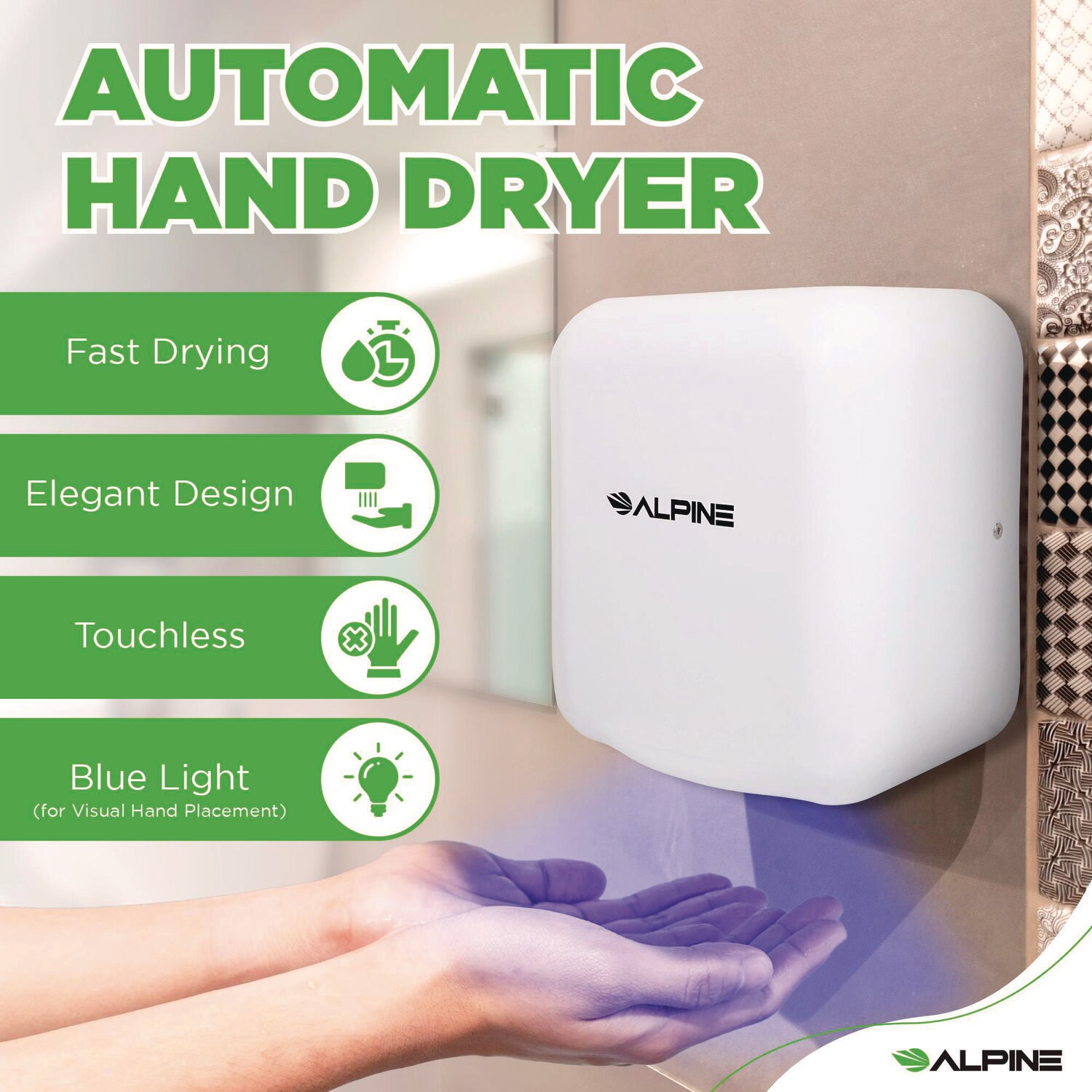 Alpine Industries ESNALHALP40010WHI Commercial-Hand-Dryers - View #2