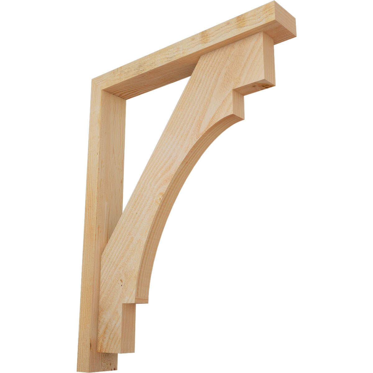 Ekena Millwork 1463228 Merced block rough sawnbracket with offset brace Douglas Fir Wood Standard Bracket