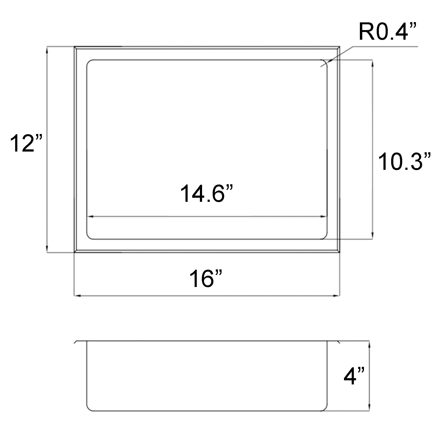 Matte Black Stainless Steel Rectangular Shower Niche 16x12