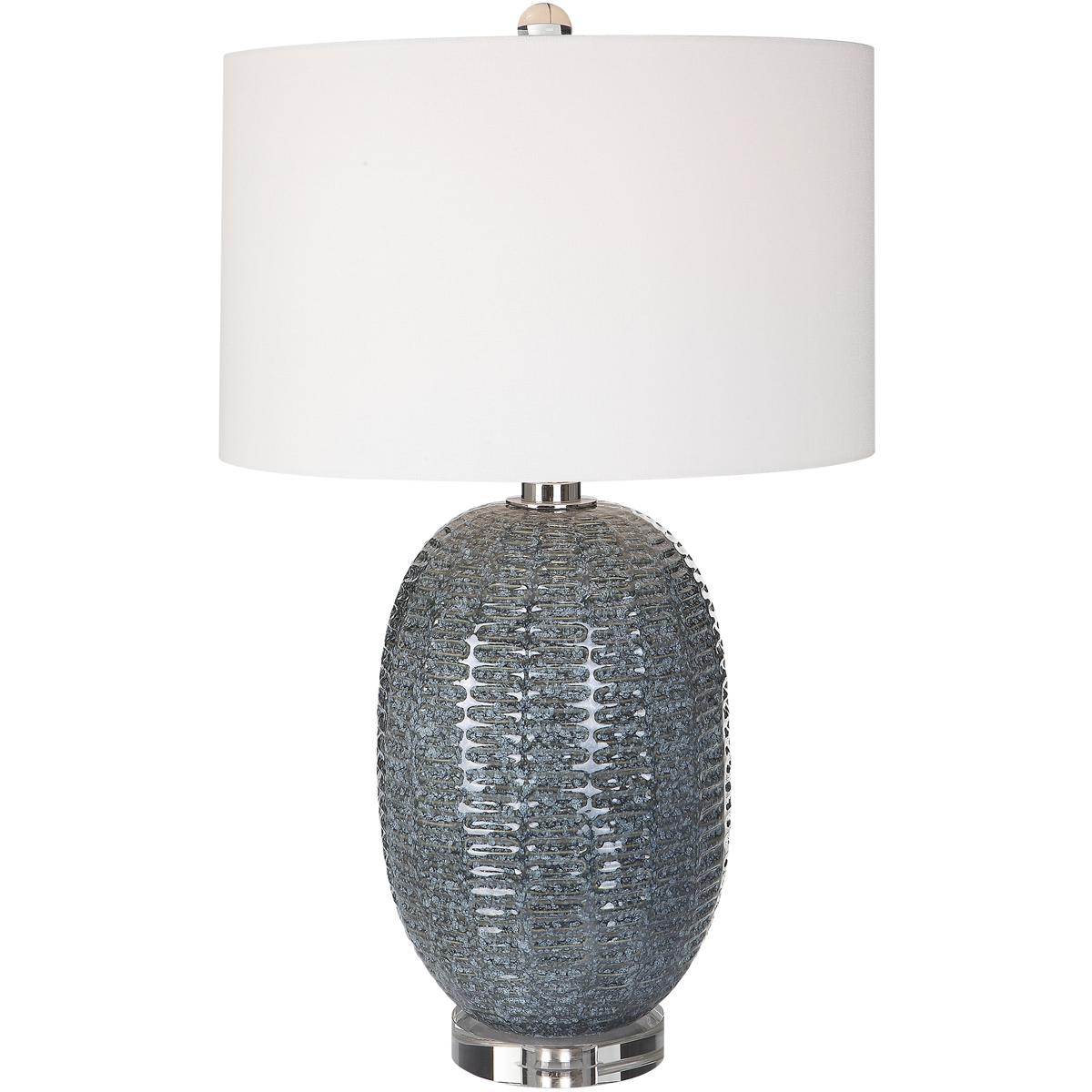 Uttermost 2510740 30146 Caralina Table Lamp Mottled Blue-green Glaze and Polished Nickel