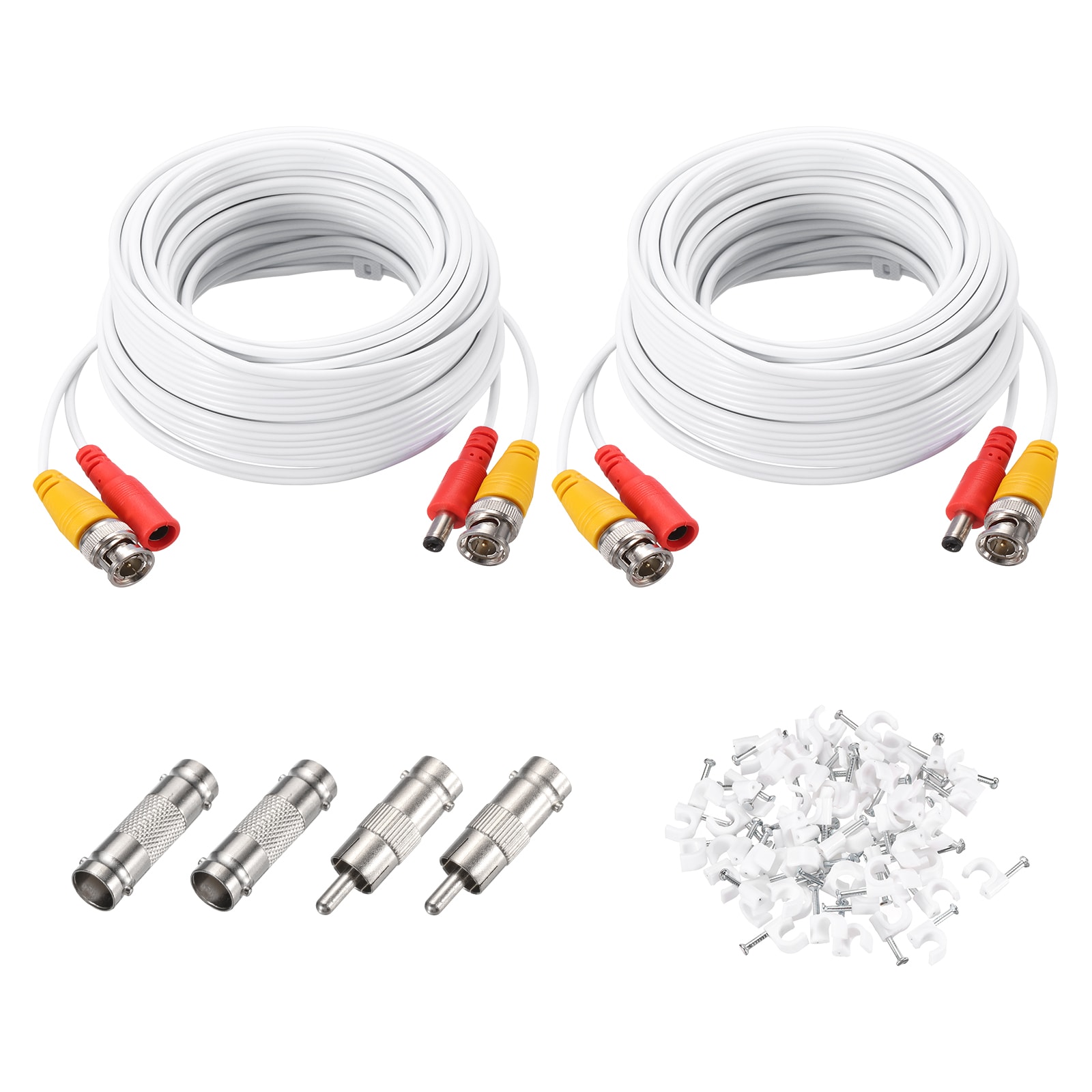 Unique Bargains BNC Video Power Cable 10m/33ft All-in-One Security Camera Wire Cord DC Extension Wire for CCTV Security DVR Camera System Installation Plug and Play Cord 2 Set White #S25093001UX8102