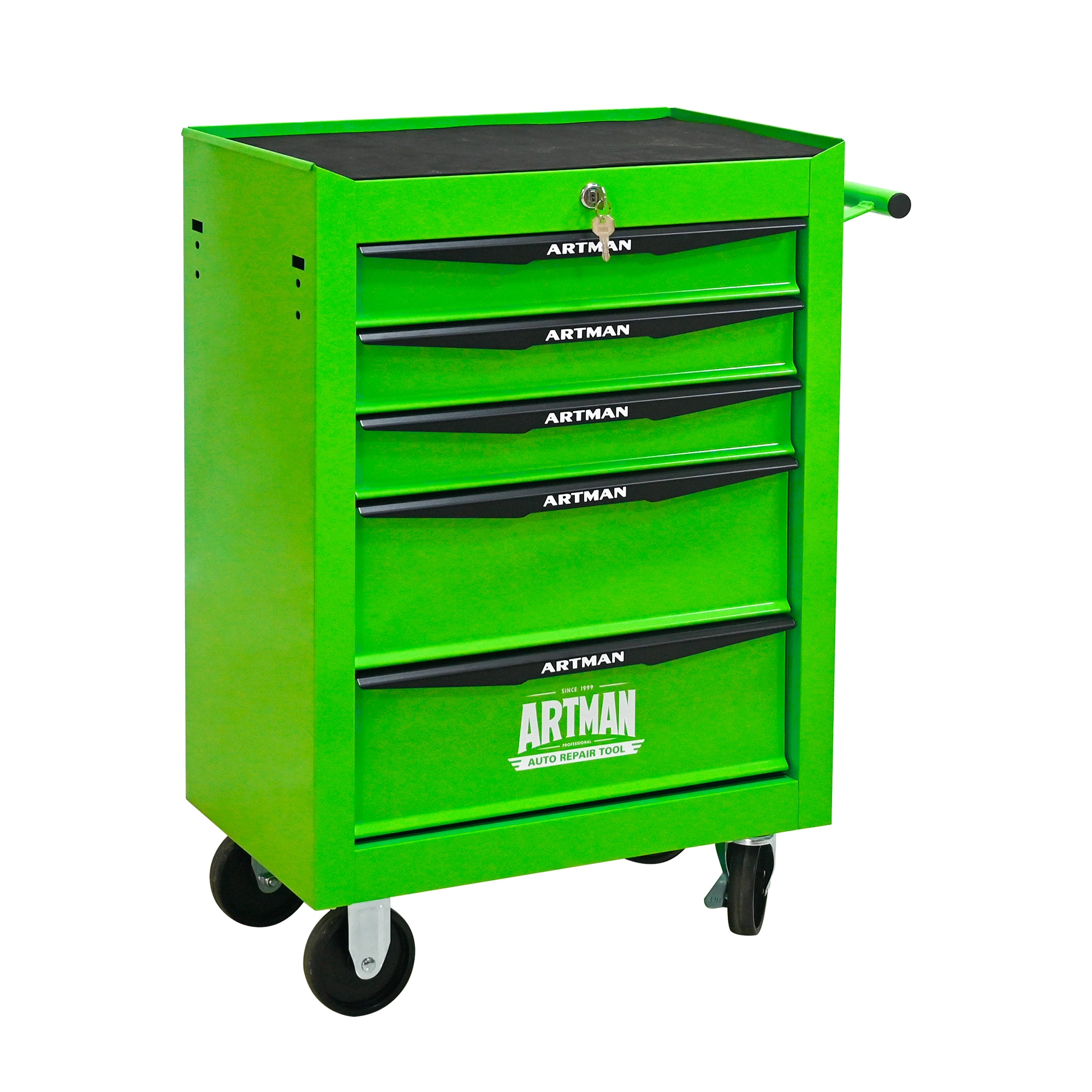 LOVMOR 5 Drawer 20 inch Ball Bearing Slide Tool Chest Lockable Tool Storage Organizer Steel with Locking Wheels Green Heavy #SF-W-W1102P387949