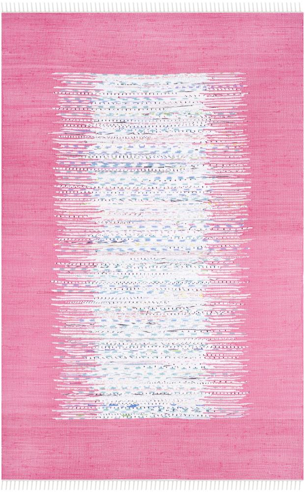 Safavieh MTK711A-6 Montauk Keeling 6 x 9 (ft) Cotton Ivory/Pink Rectangular Indoor Border Coastal Area rug