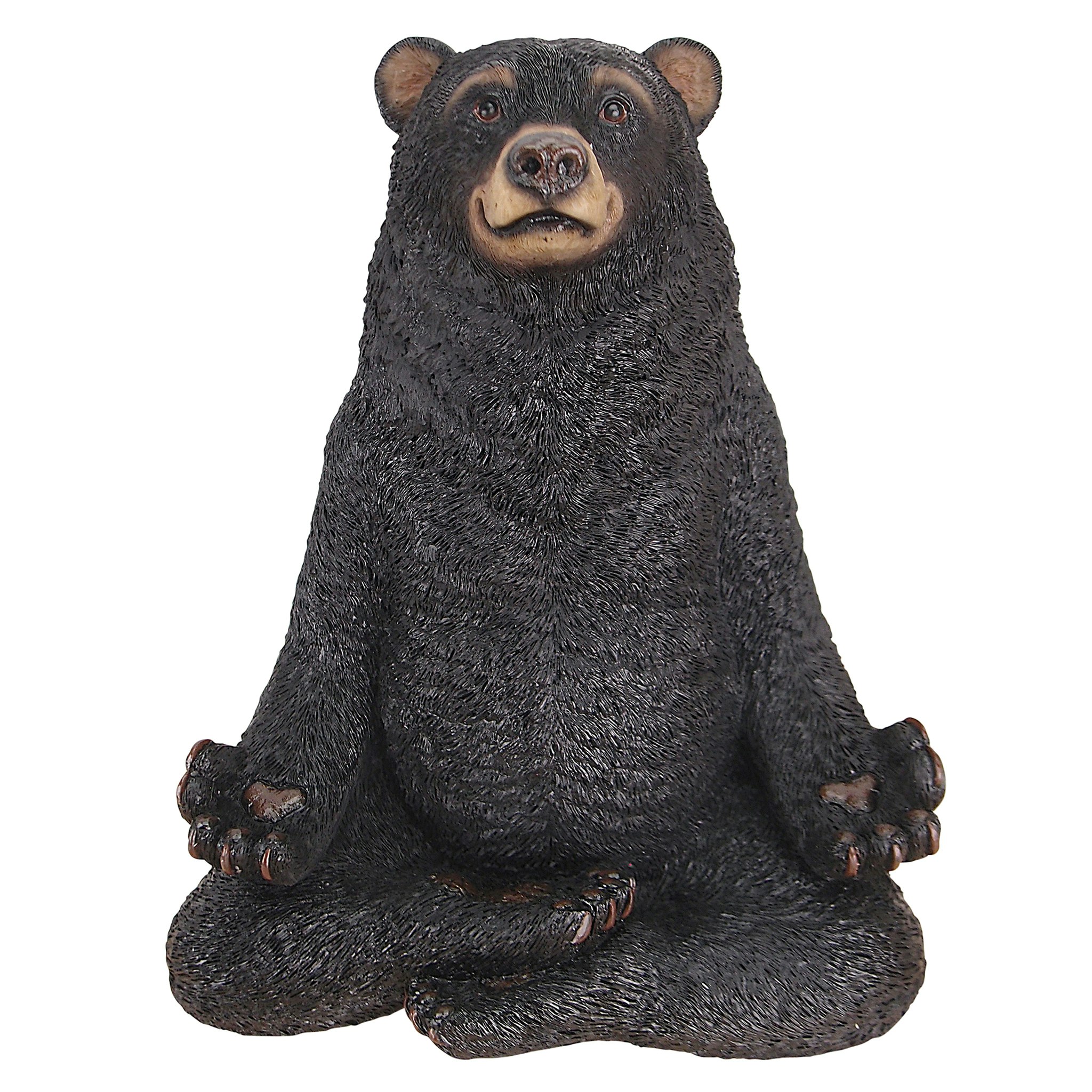 Zen Bear Meditation Garden Statue in Hand-Painted Resin