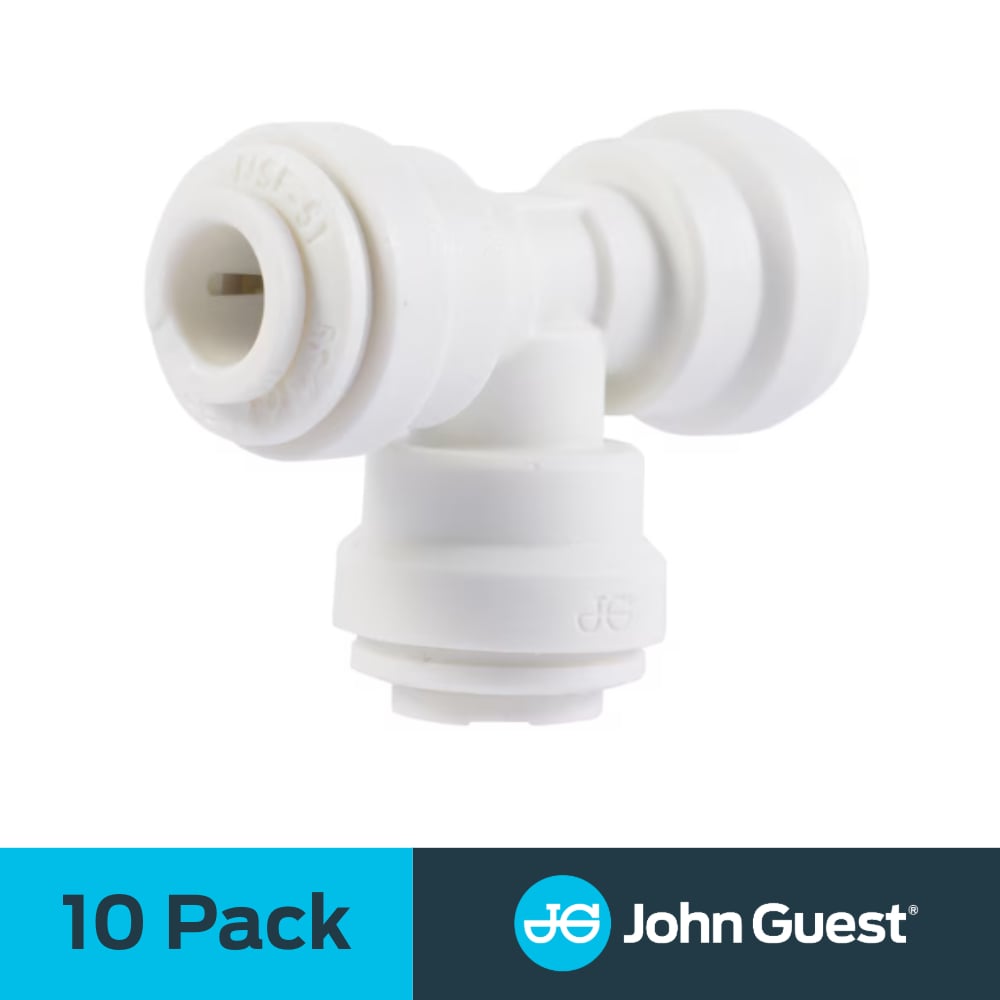 John Guest PP0208W-US 1/4-in Push-to-Connect Standard Tee (10-Pack)