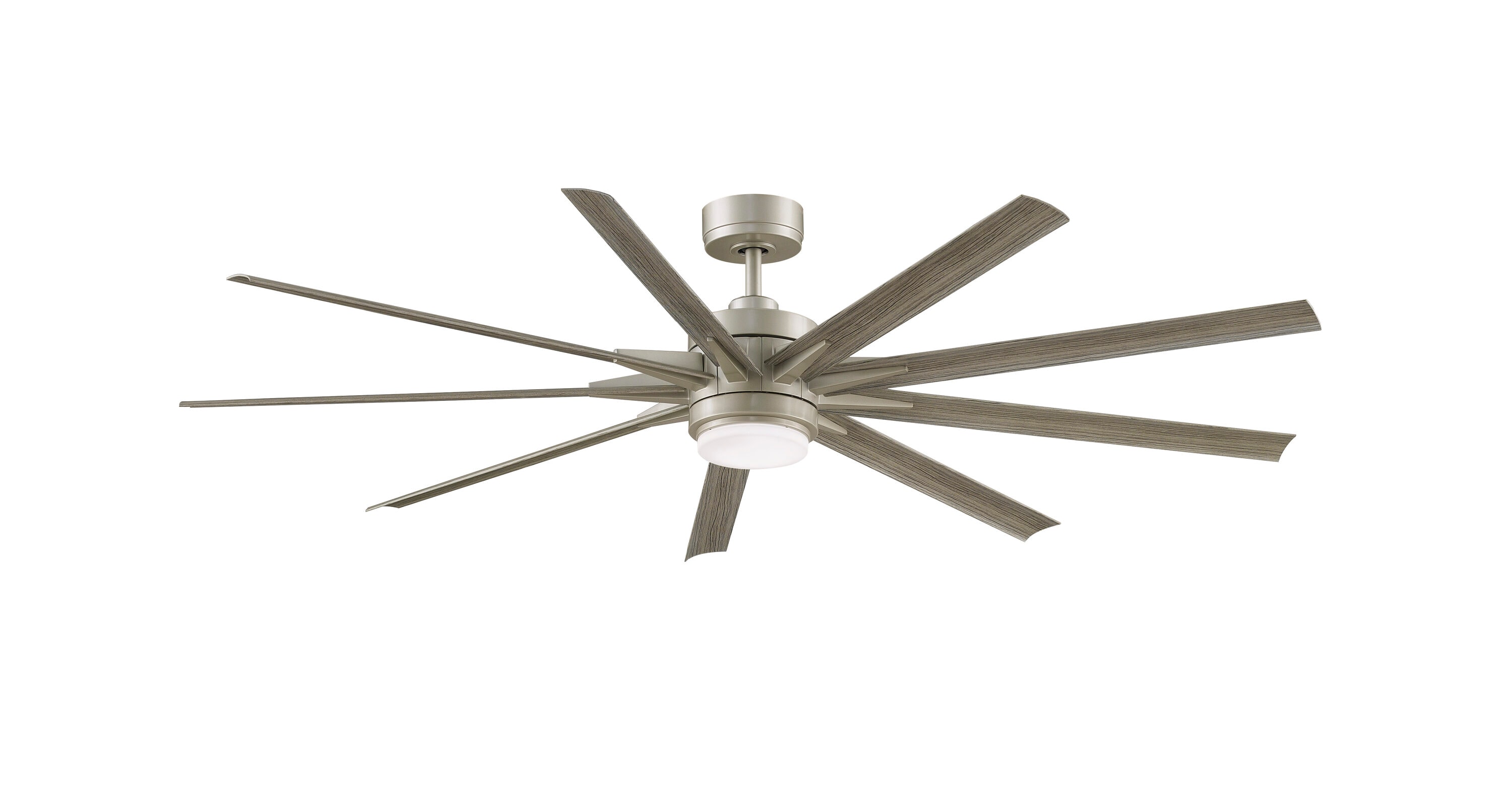 Odyn Custom 72-in Brushed Nickel Color-changing LED Indoor/Outdoor Smart Ceiling Fan with Light Remote (9-Blade) Walnut | - Fanimation FPD8152BNW-72WEW