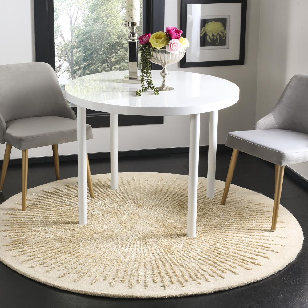 Handmade Black Wool and Viscose Tufted Round Rug, 6' Diameter