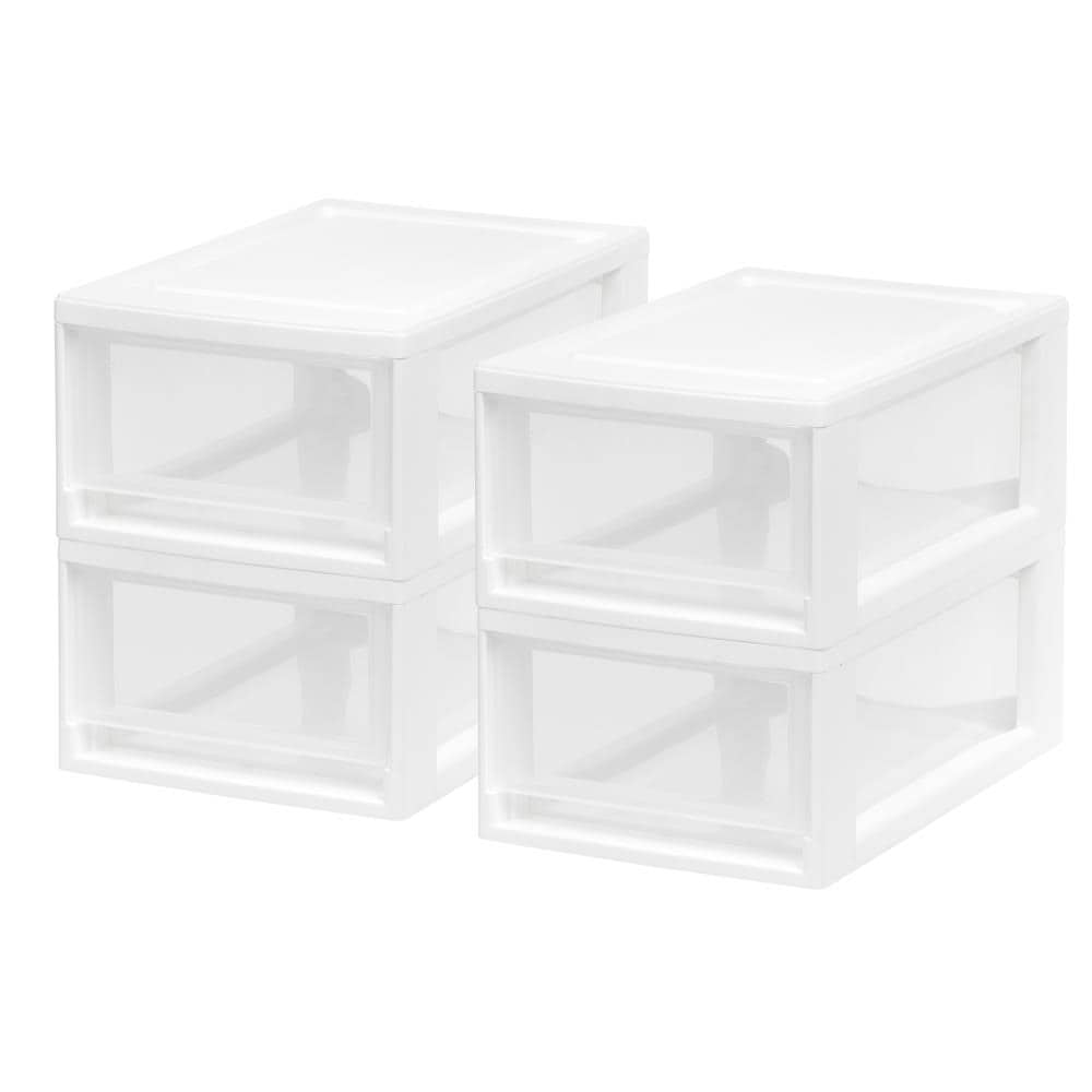 IRIS 587652 4-Pack White Stackable Plastic Storage Drawer 5.38-in H x 8.5-in W x 13.13-in D