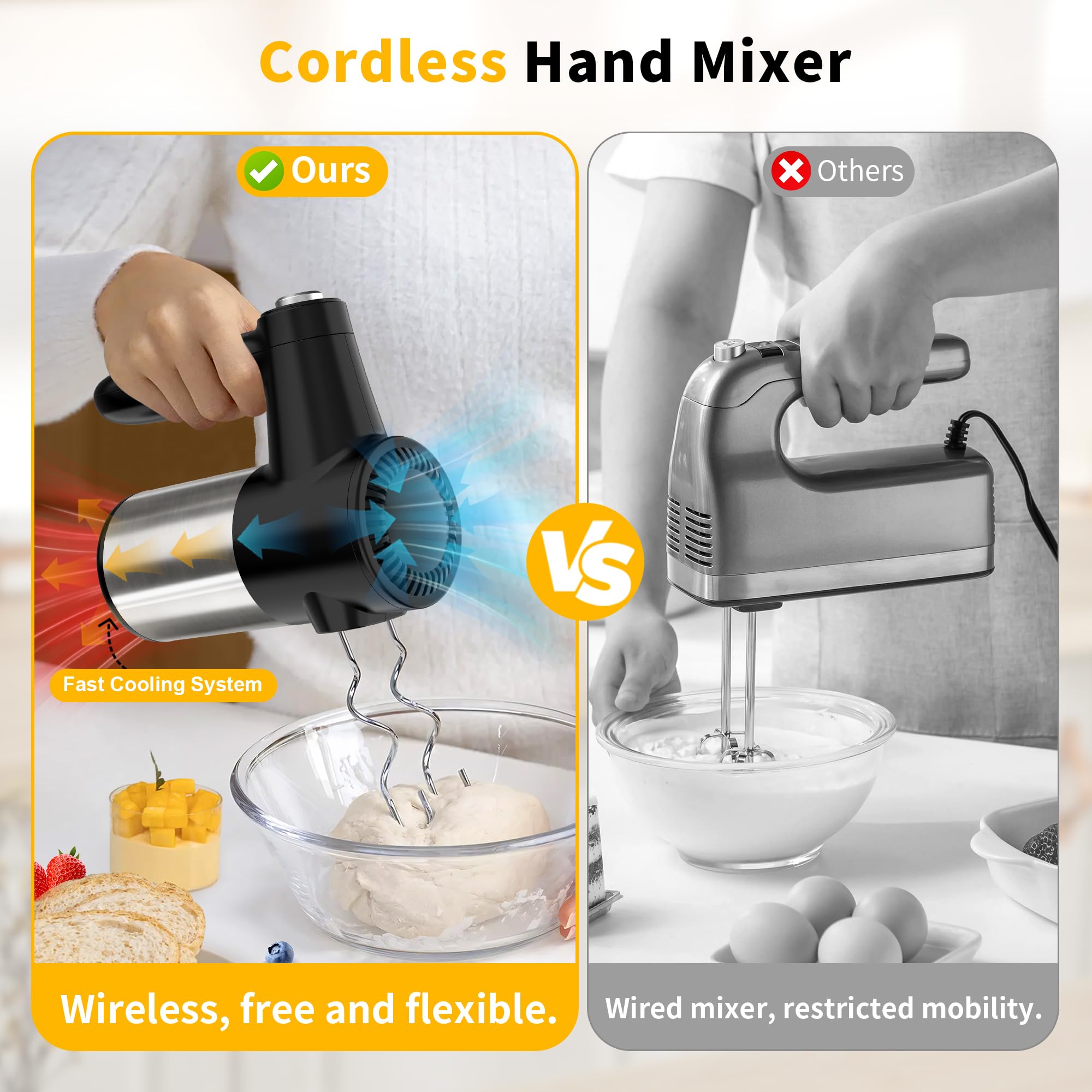Etokfoks 7 Speed Electric Hand Mixer with Digital Display and 6 ...