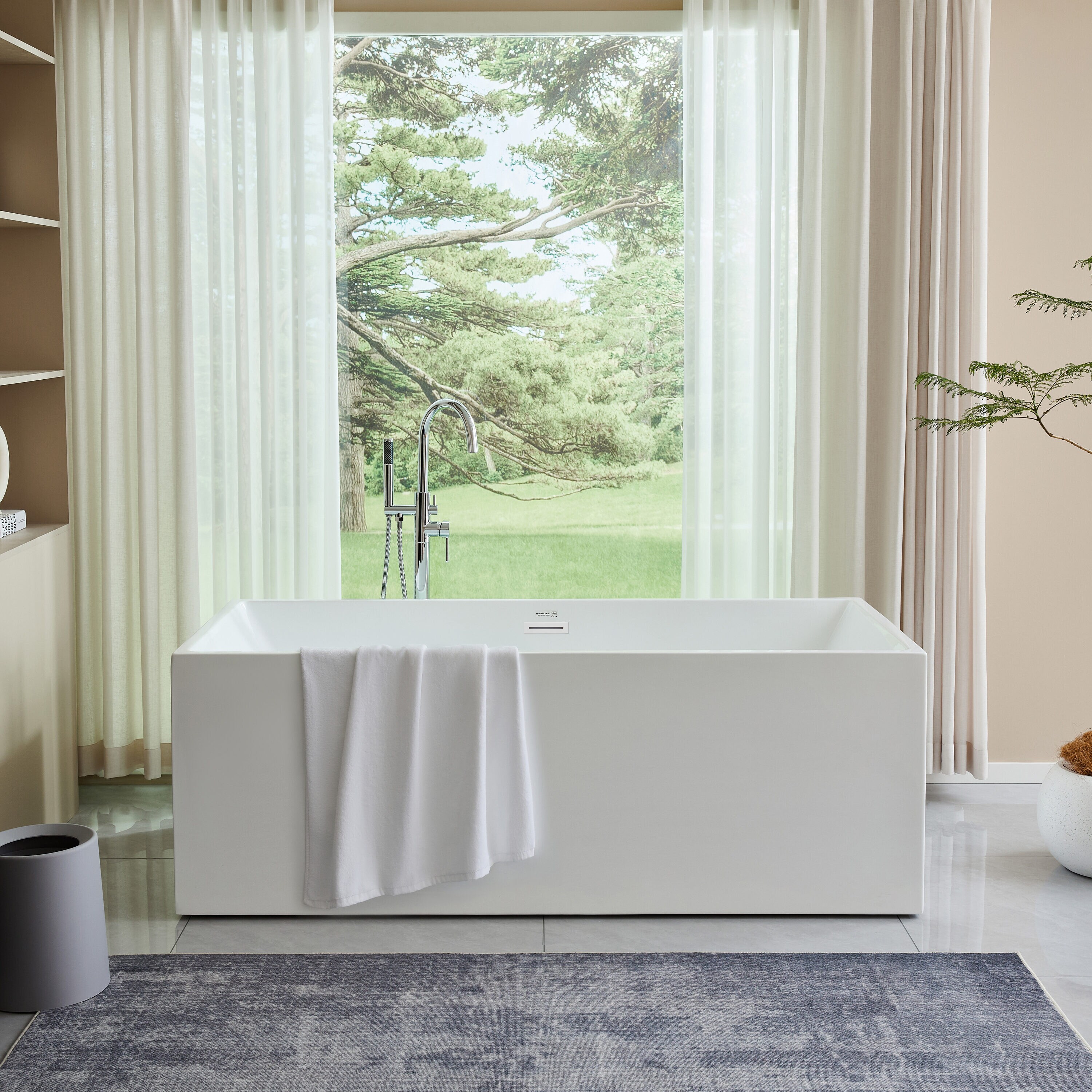 Vanity Art 67" Pure White Acrylic Freestanding Soaking Bathtub