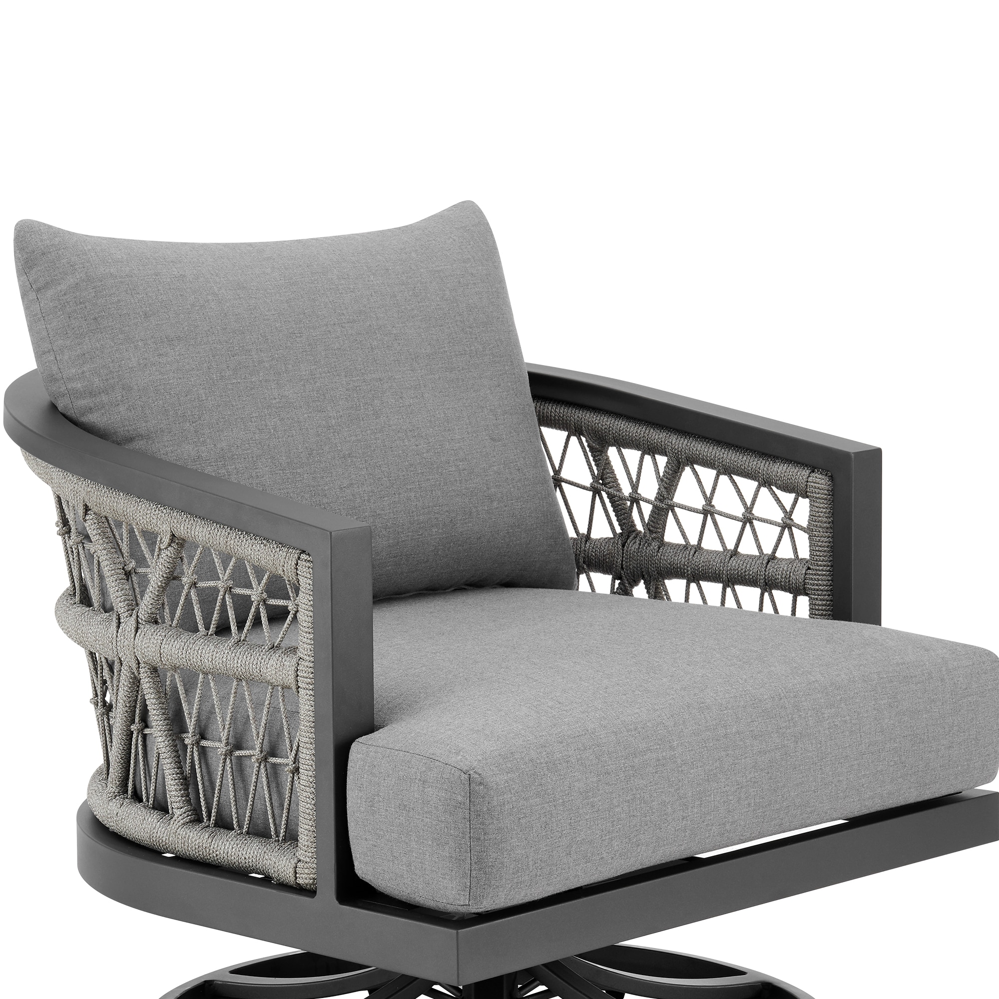 Zella 33" Light Gray Aluminum Swivel Patio Armchair with Cushions