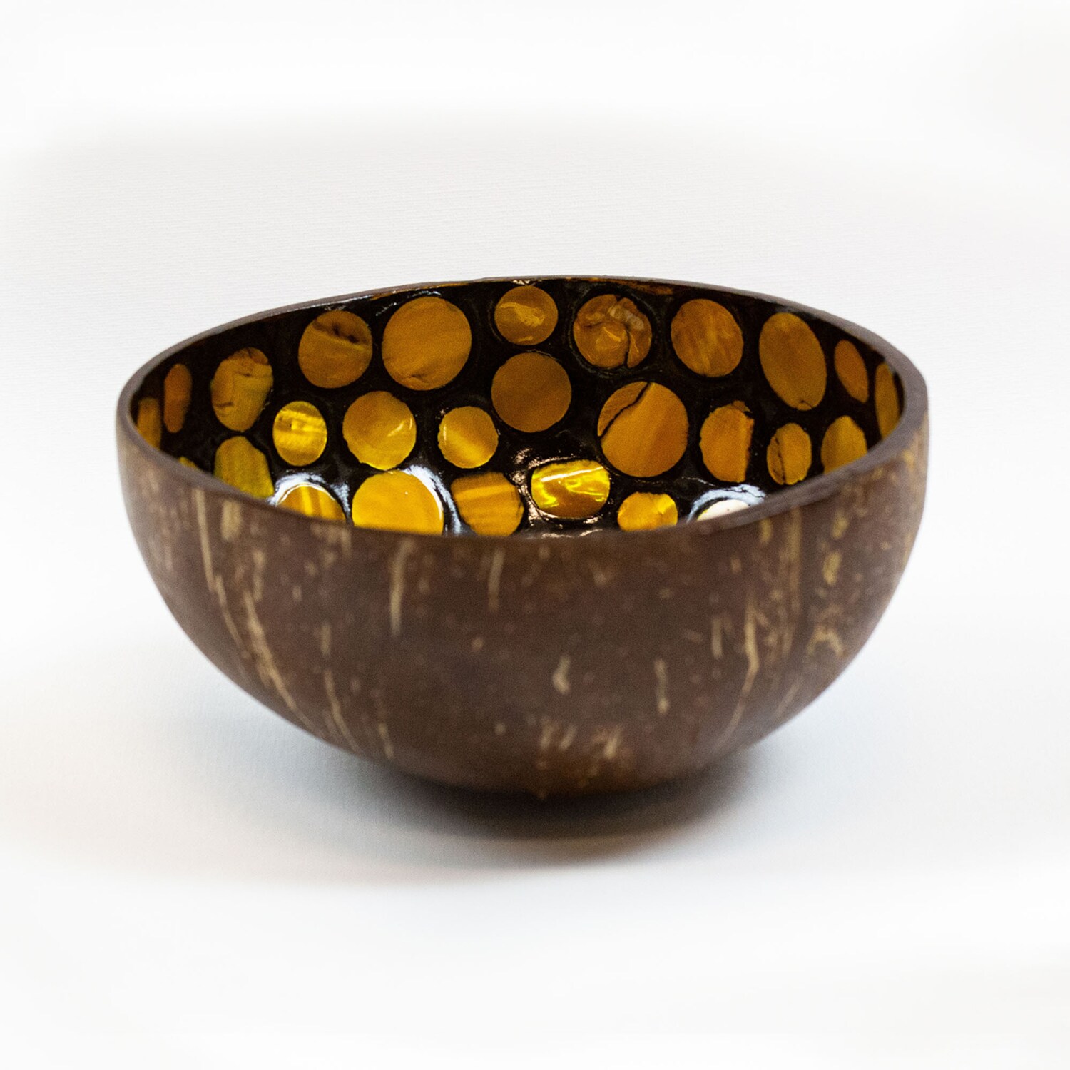 La Pastiche Yellow Coconut Shell Modern Decorative Bowl In The ...