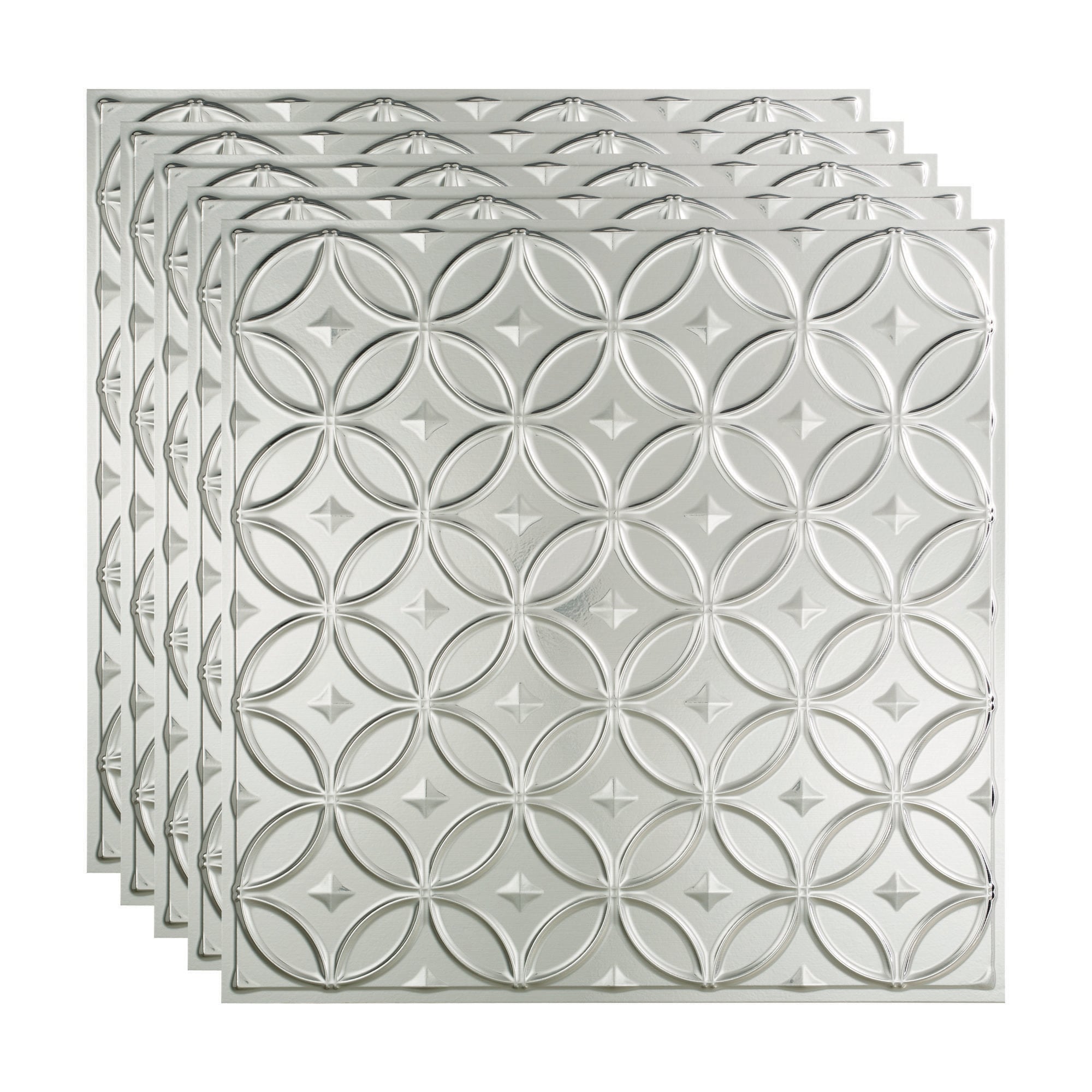 Fasade PL8208 2-ft x 2-ft Rings Brushed Aluminum PVC Drop Ceiling Tile ( 5 -Pack, 20-Sq. Feet / Case )