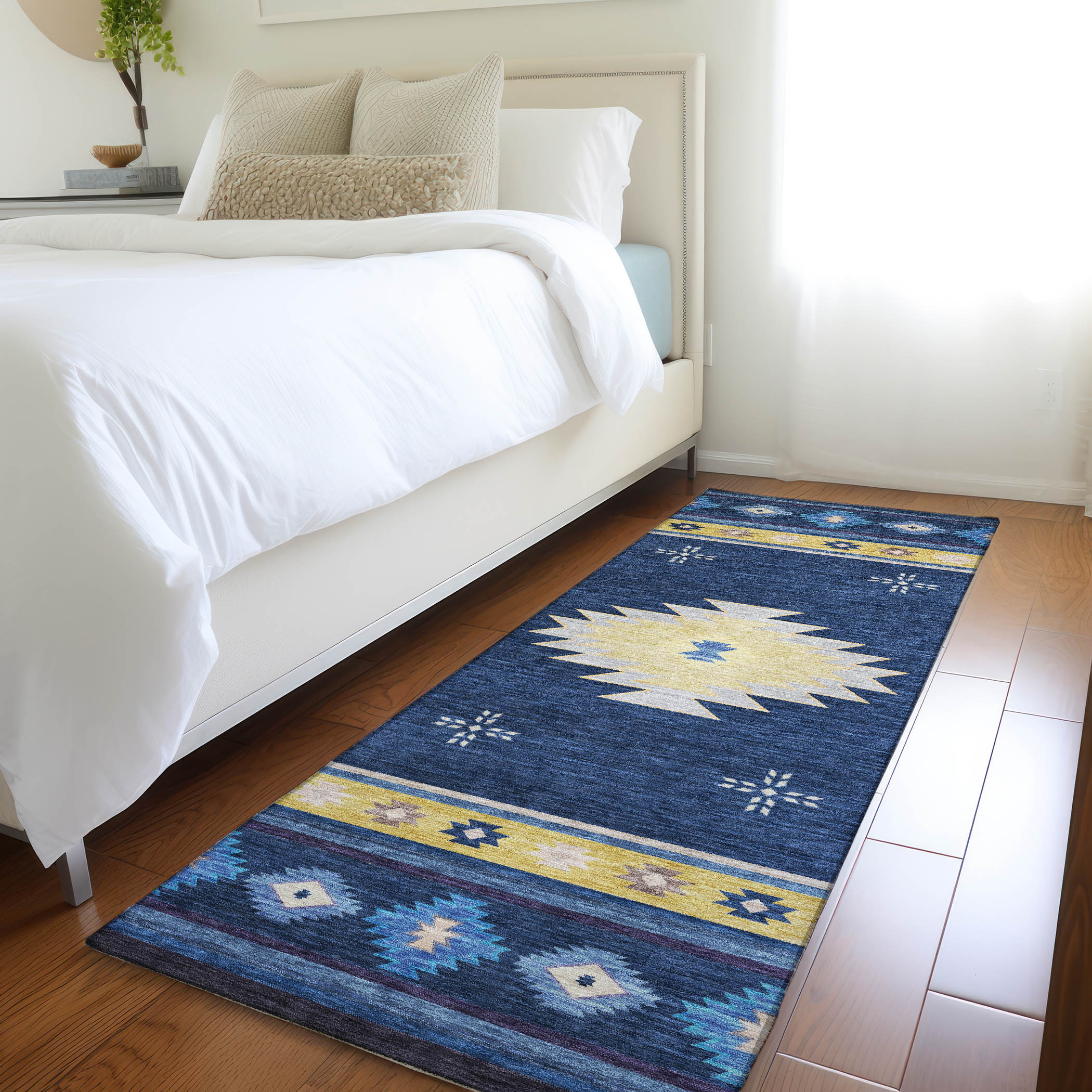 Addison Rugs AMF179BL2X8 Mayfield AMF179BL 2 x 7 (ft) Loomed Polyester Blue Rectangular Indoor Geometric Machine washable Area rug