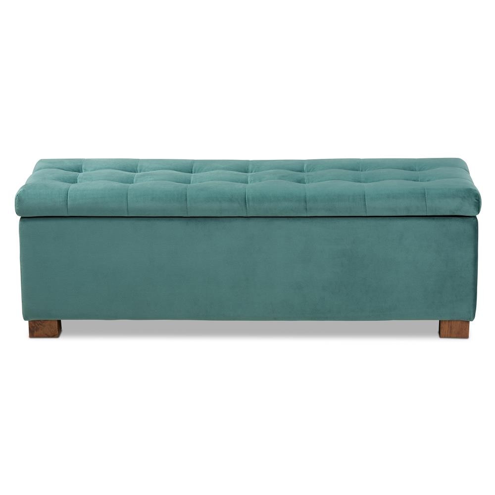 Baxton Studio Roanoke Modern Teal Blue/Brown Storage Bench with Storage ...