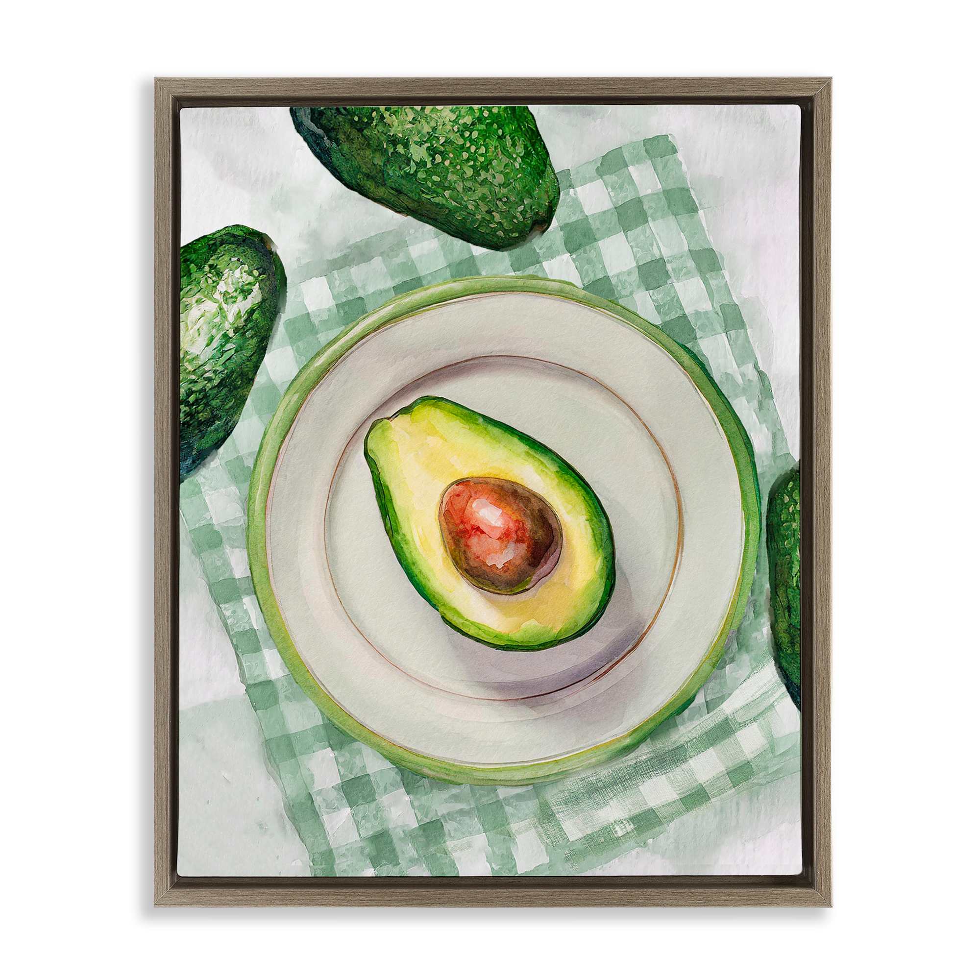 Stupell Industries BT-078-FFE-24X30 Delicious Avocado on Plate Brown Framed Floater Canvas Wall Art By Lil' Rue 25 x 31