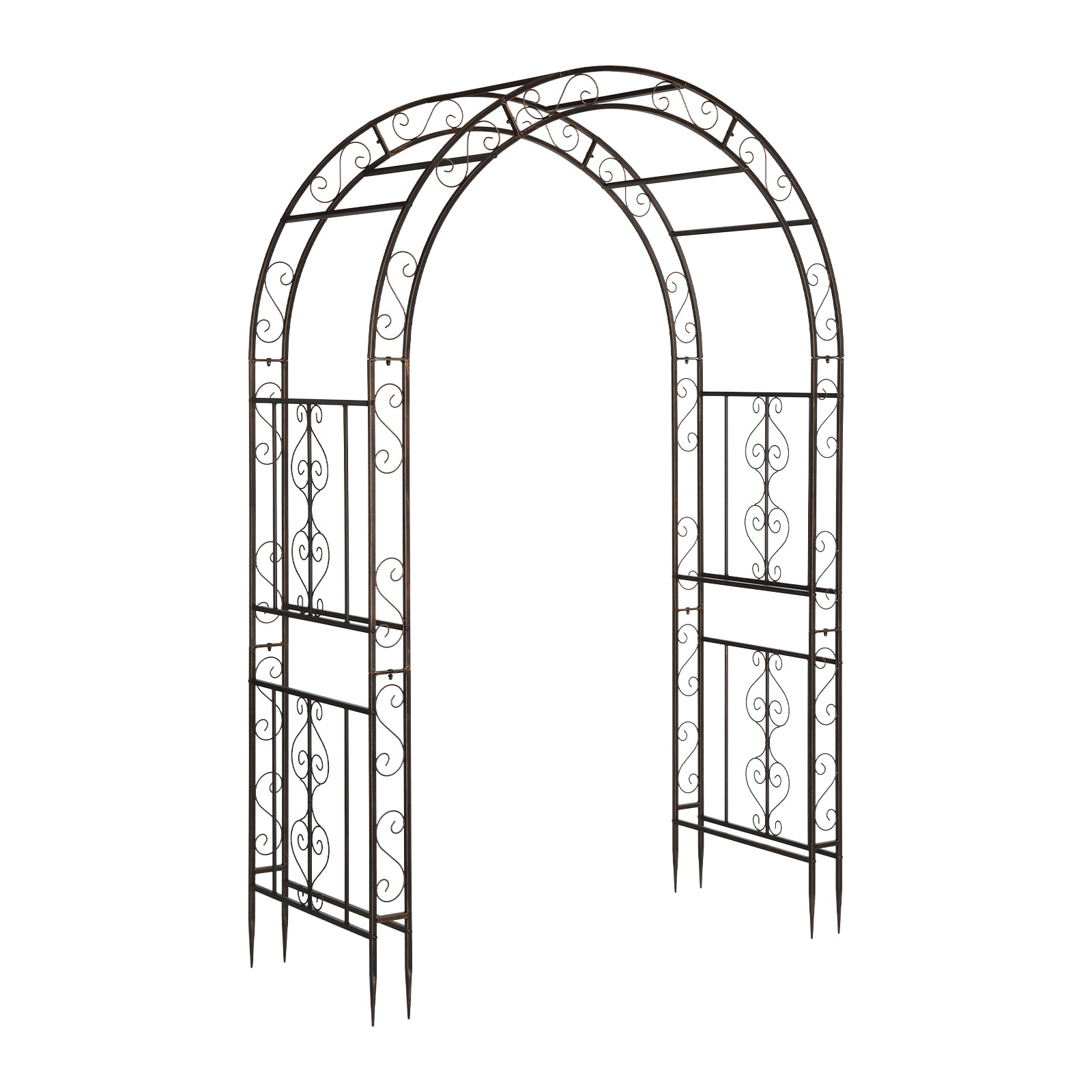 VINGLI 7FT Double Layer Garden Arbor for Wedding Ceremony Party/Steel Garden Trellis for Plant Climbing Garden Backyard Lawn Bronze