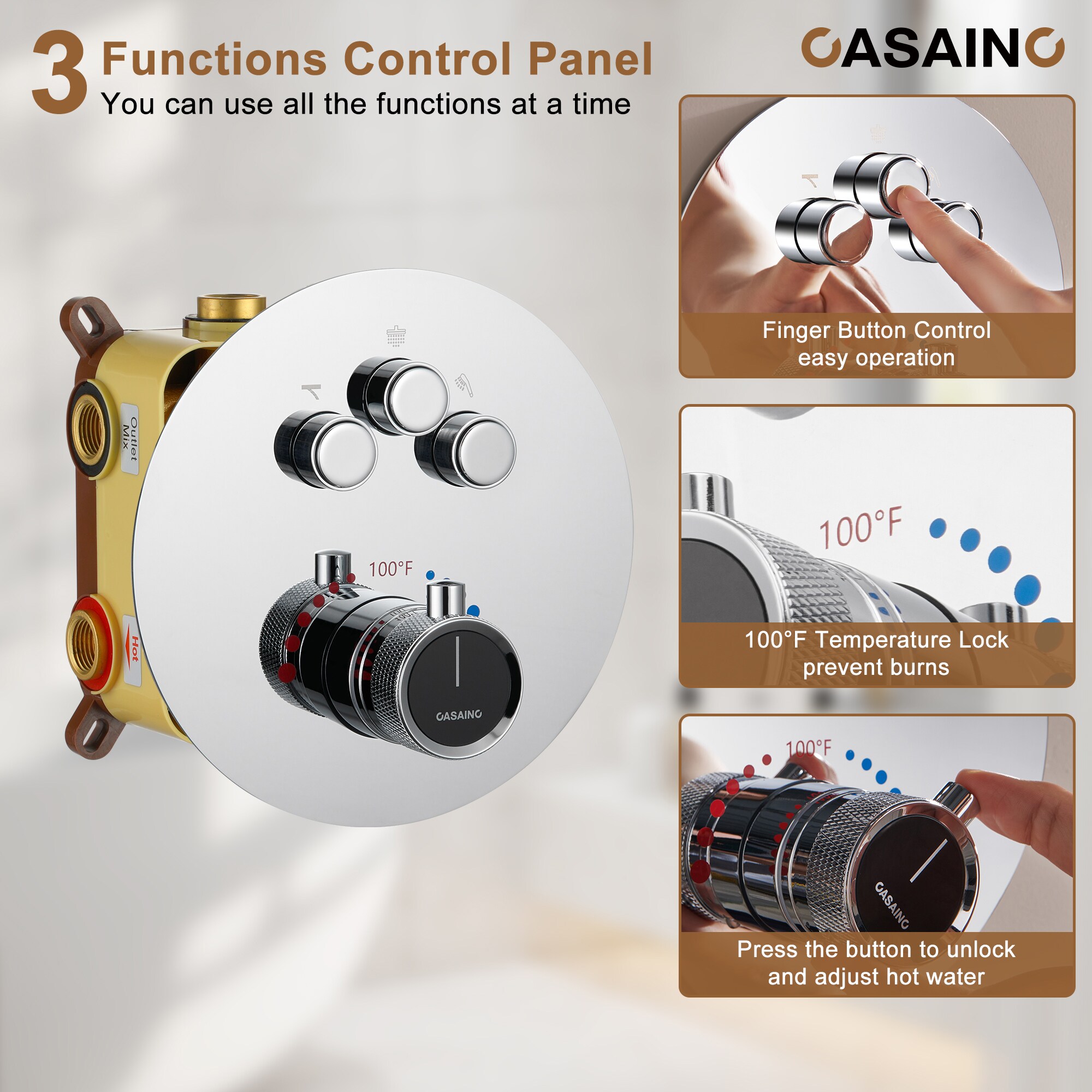 CASAINC WE-SS24BG Showerhead-Bar-Panels - View #6