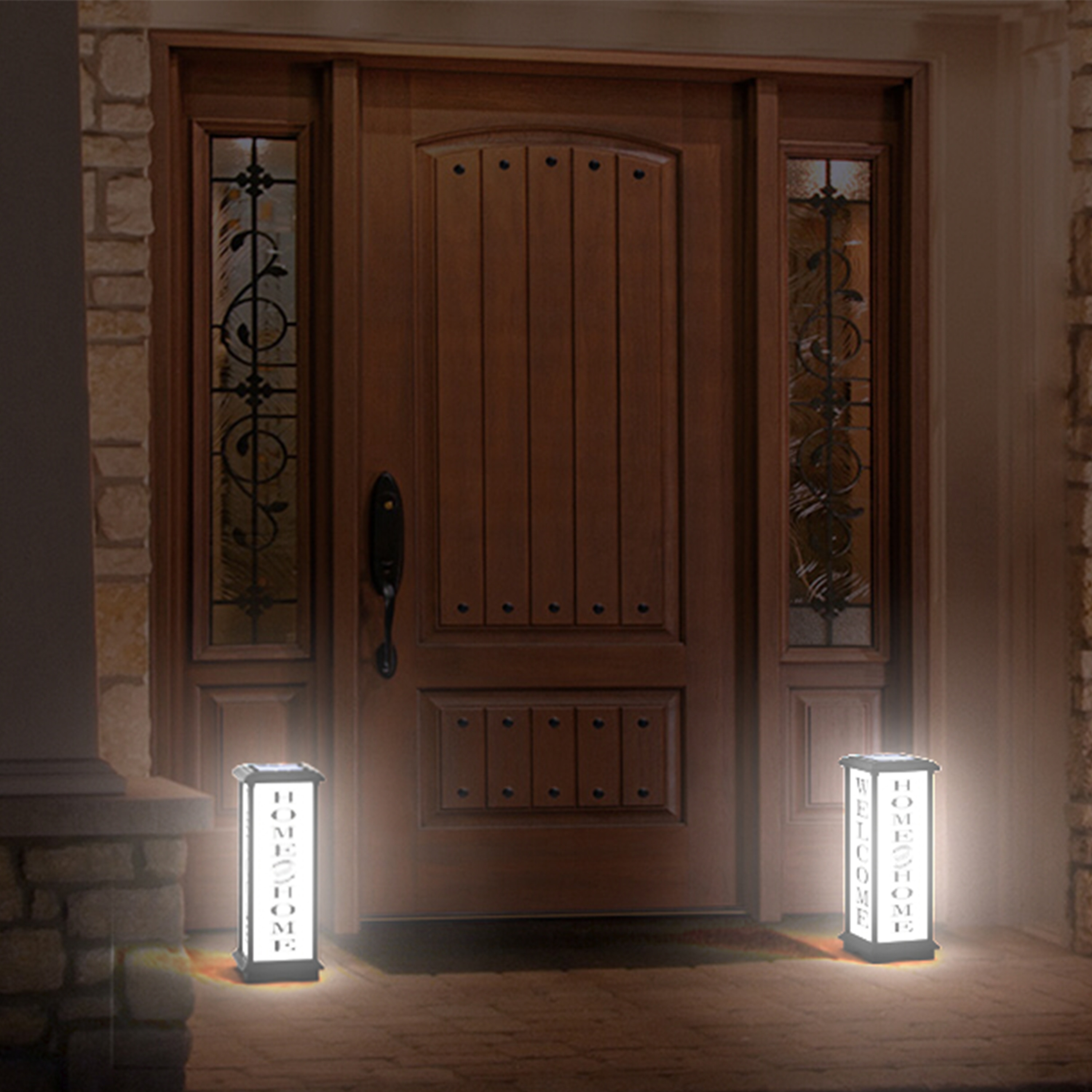 Techko Solar LED Welcome Lantern with Frosted Panels