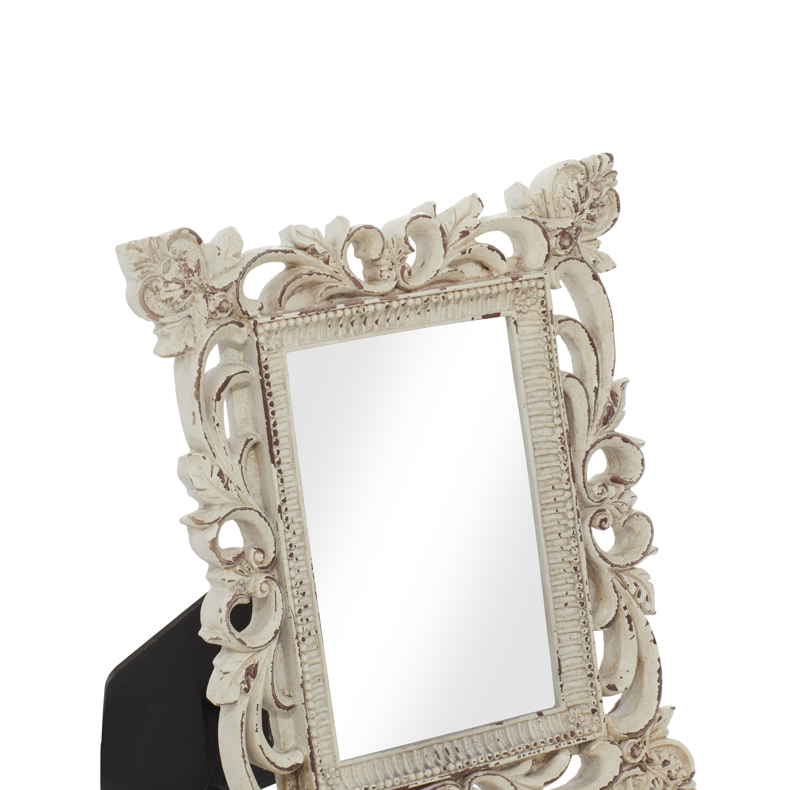 Distressed White Polystone Scrollwork Photo Frames Set of 3