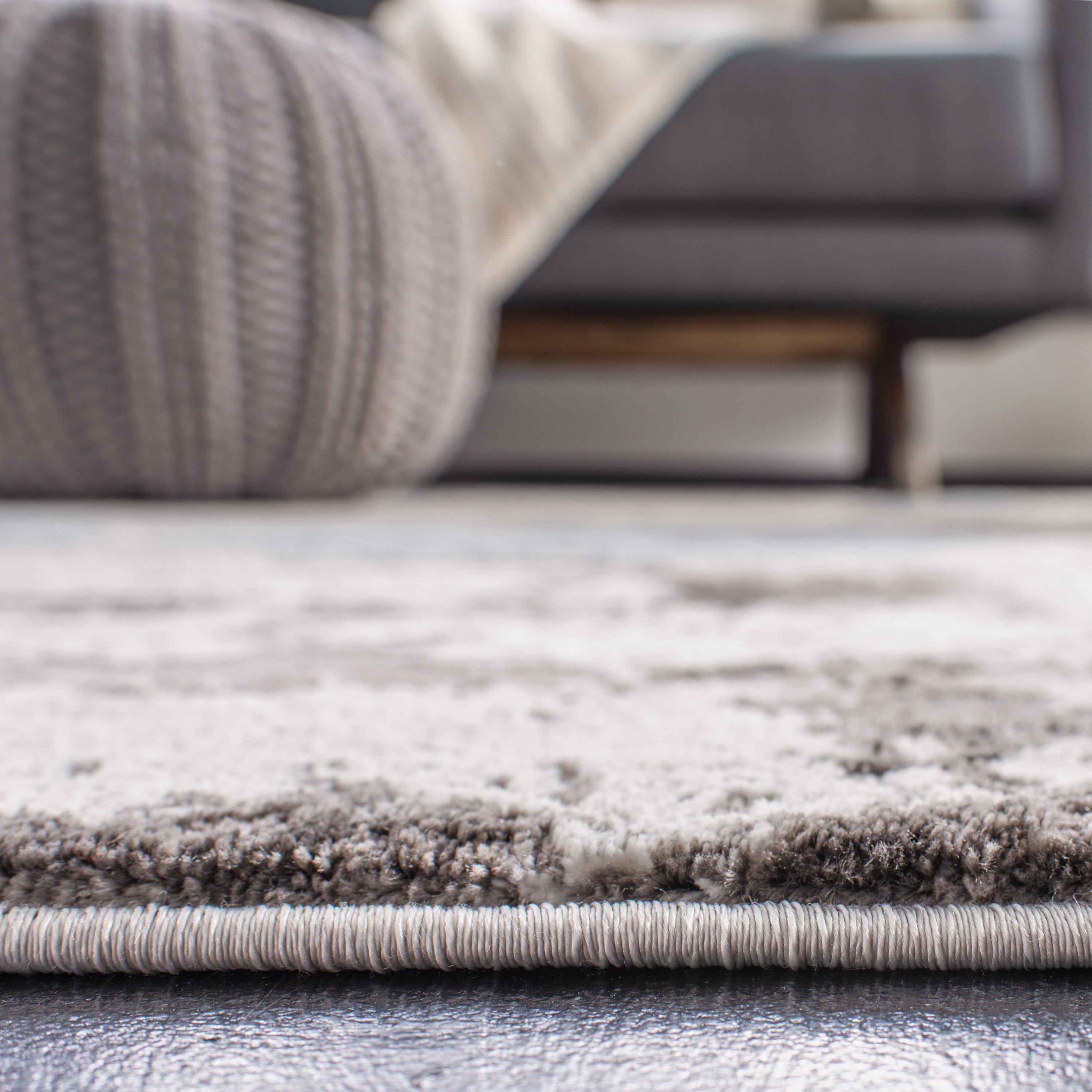 Gray Abstract Reversible 8' x 10' Synthetic Area Rug