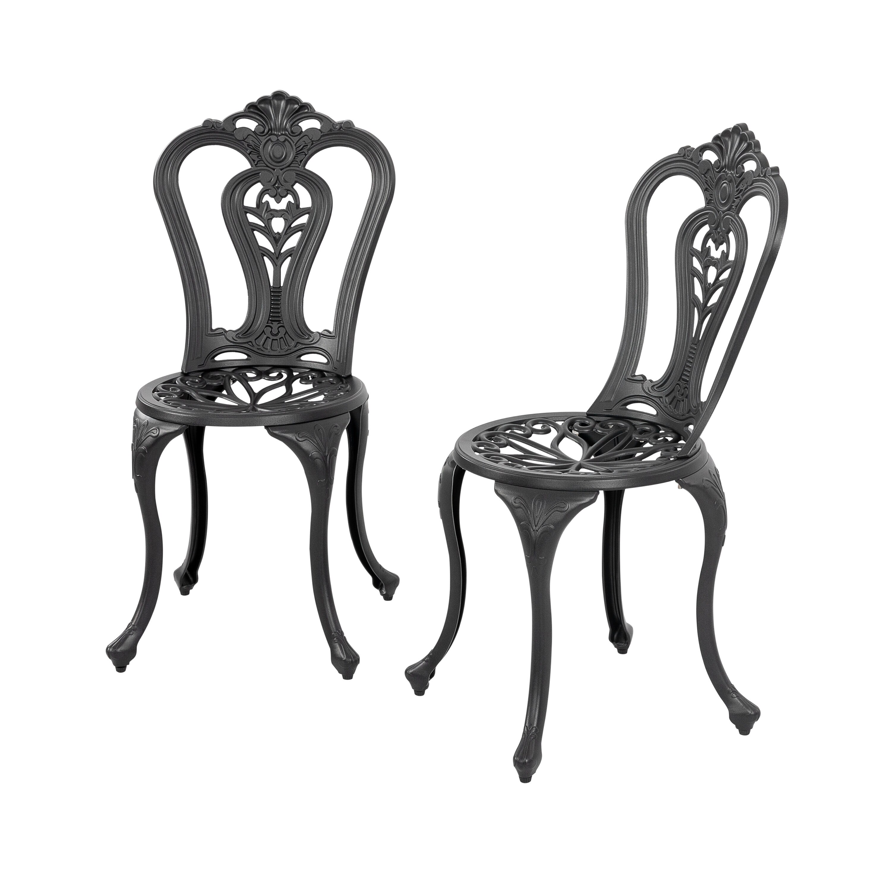 Black and Gold Speckled Cast Aluminum Outdoor Patio Chair Set