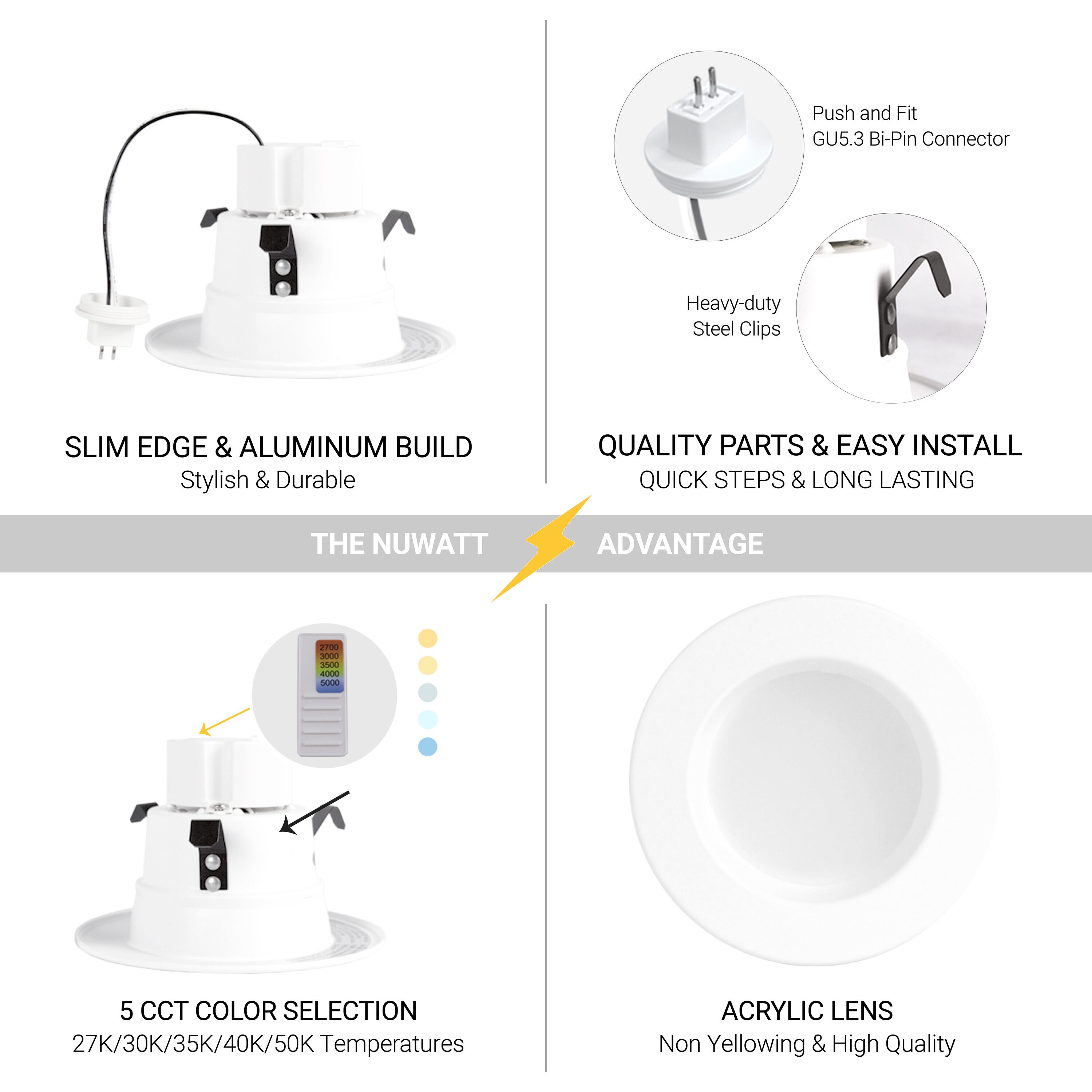NUWATT NWDL4MR16LV5CTWH12P Led-Retrofit-Downlight - View #3