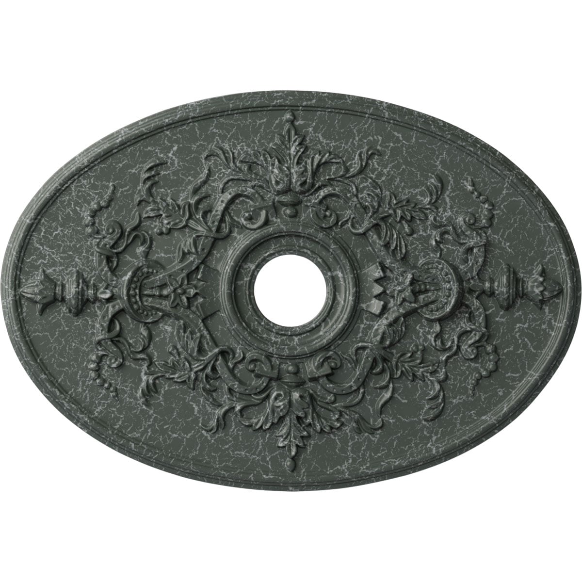 Ekena Millwork CM21X30ALAGC Alexa 21.25-in W x 30.75-in L Painted Athenian Green Crackle Polyurethane Whole Ceiling Medallion