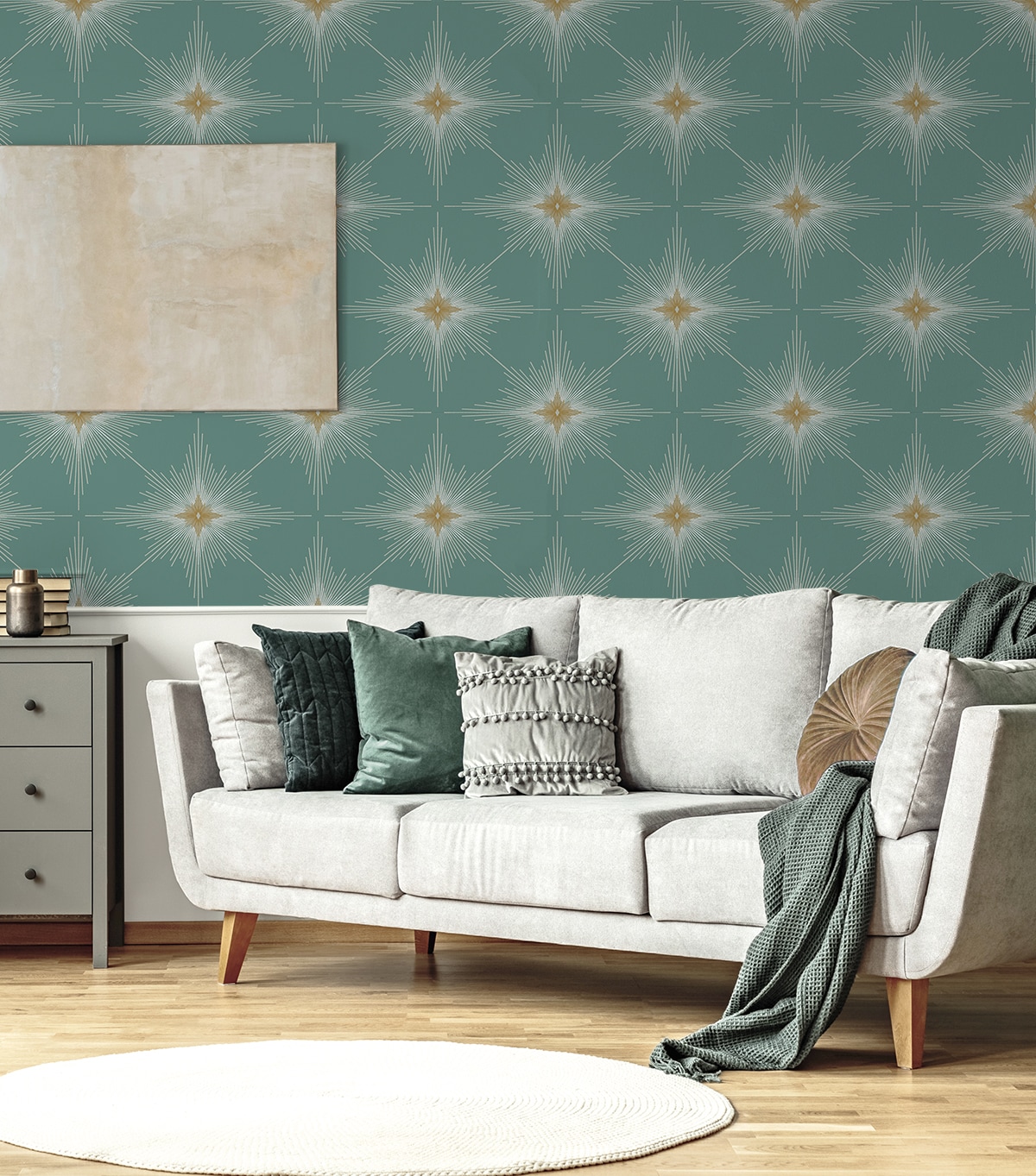 Seabreeze Blue Green Vinyl Geometric Peel and Stick Wallpaper