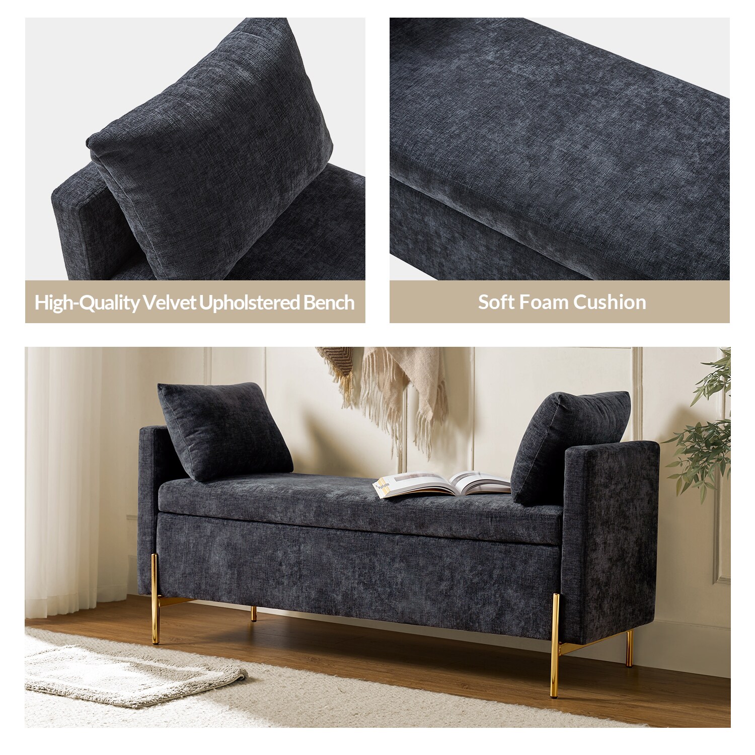 14 Karat Home BEM0876-BLK bench - View #5