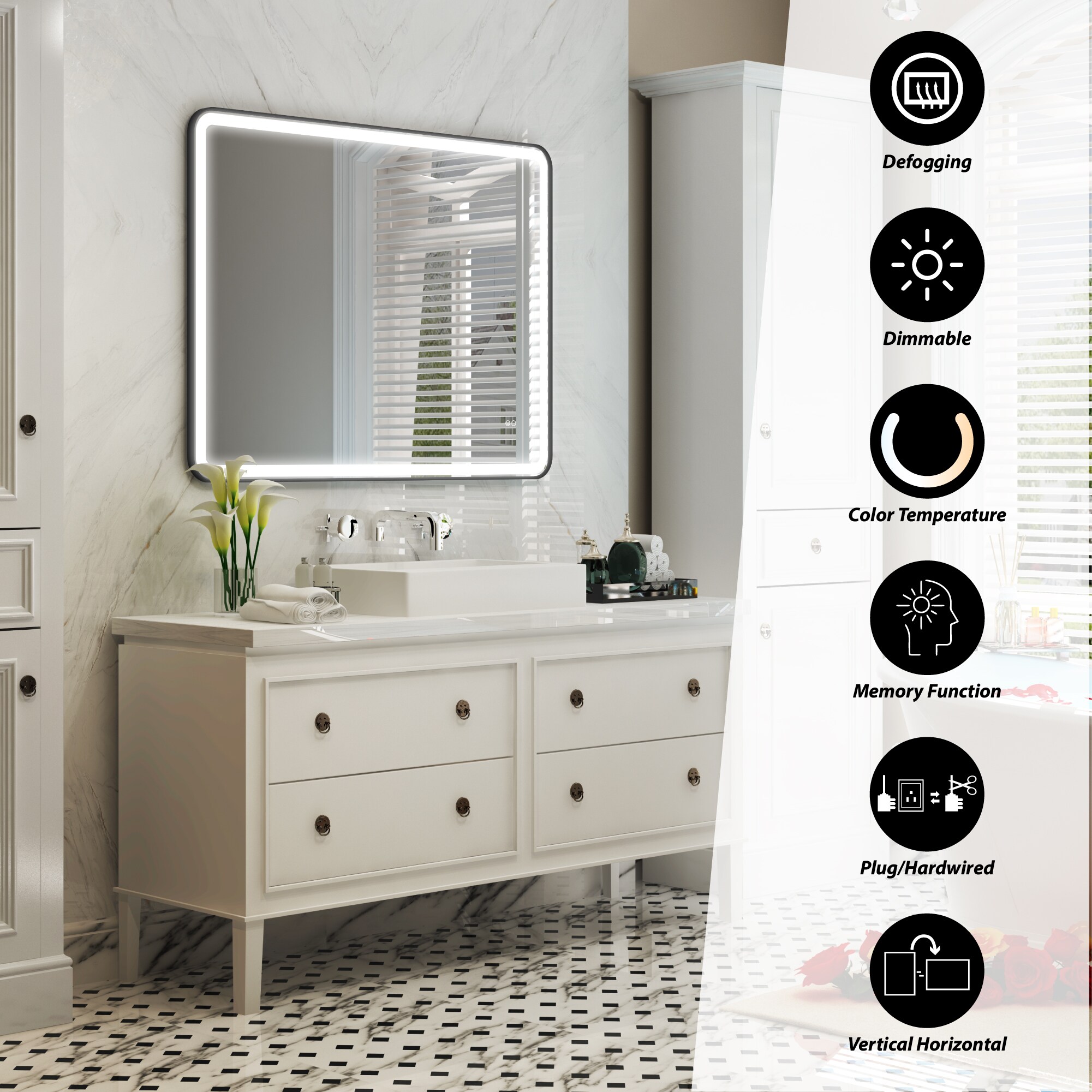 Forclover ALF-9W4836BK Framed-Bath-Mirrors - View #2
