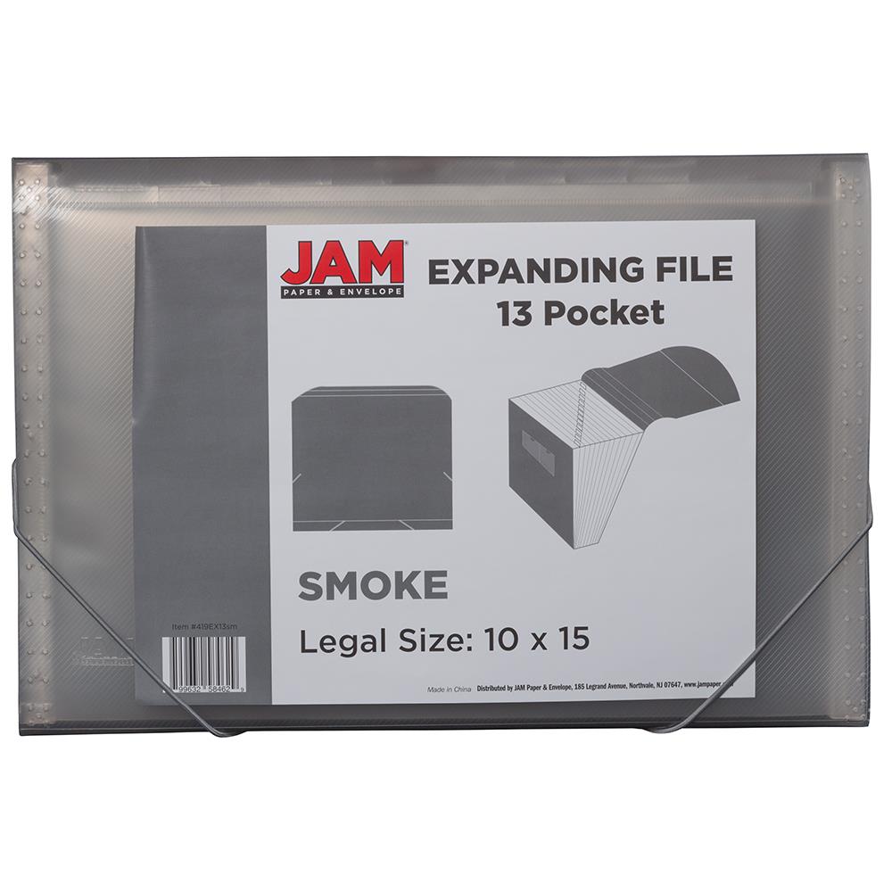 Jam Paper & Envelope Business Card Holder Case with Expansion, 4 1/8 inch x 4 inch, Smoke Gray