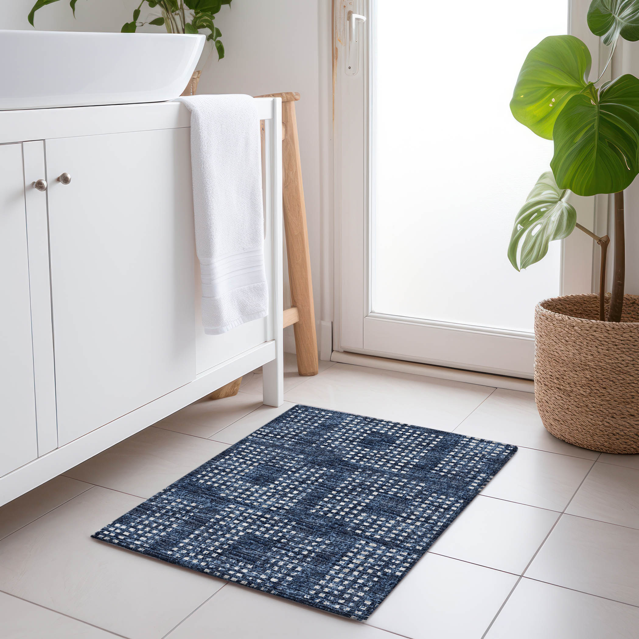 Addison Rugs AMF33BL20X30 Mayfield AMF33BL 2 x 3 (ft) Loomed Polyester Blue Rectangular Indoor Abstract Machine washable Area rug