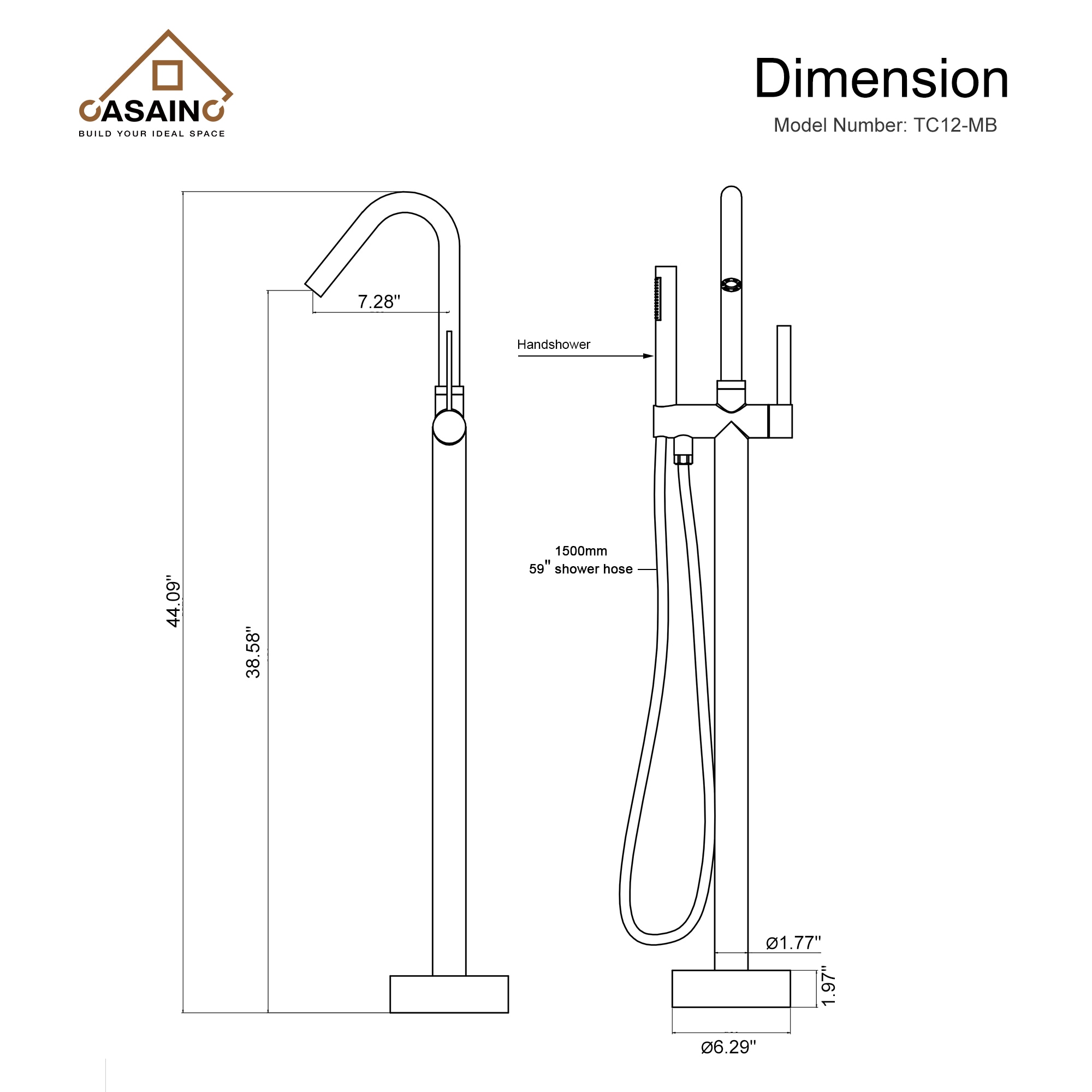 CASAINC RB0768-WE Roman-Tub-Faucets - View #2