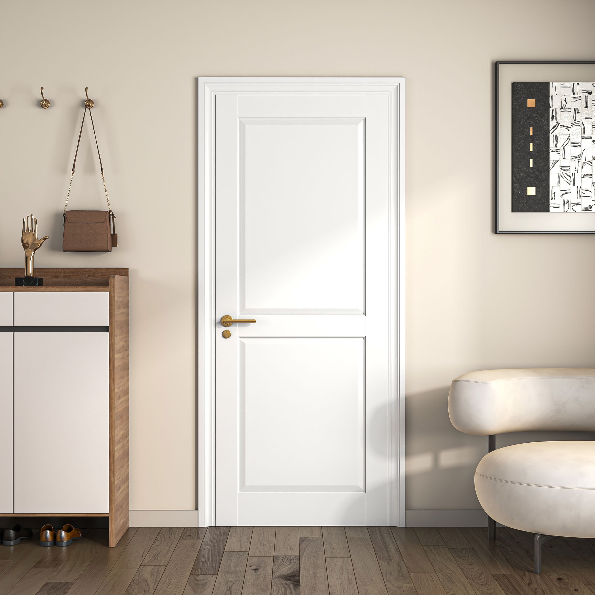 LUXEYARD 30in x 80in 2-Panel Slab Door French Interior Door Paintable ...