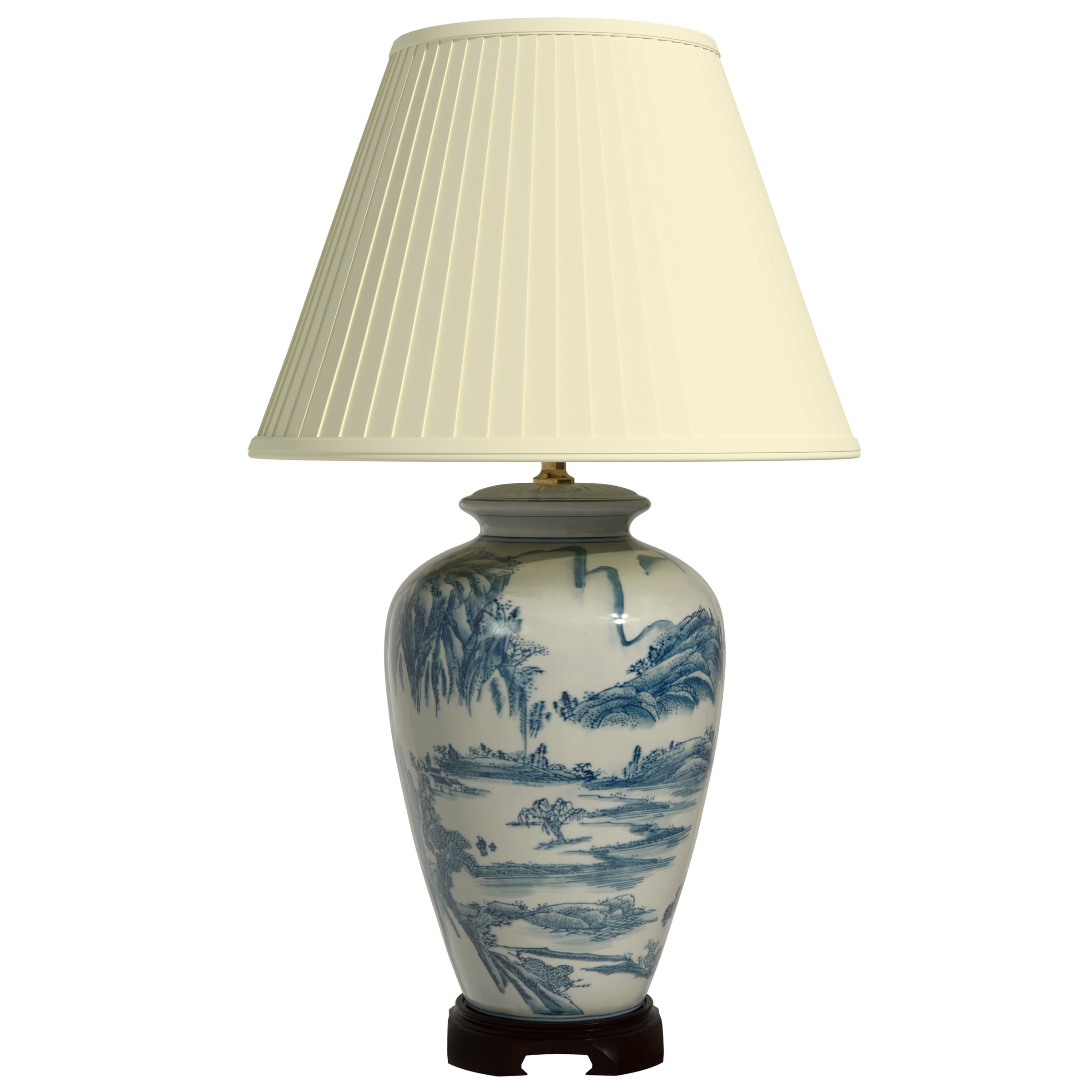 Red Lantern JCO-X8990 Oriental Furniture 29-in Blue 3-way Table Lamp with Fabric Shade