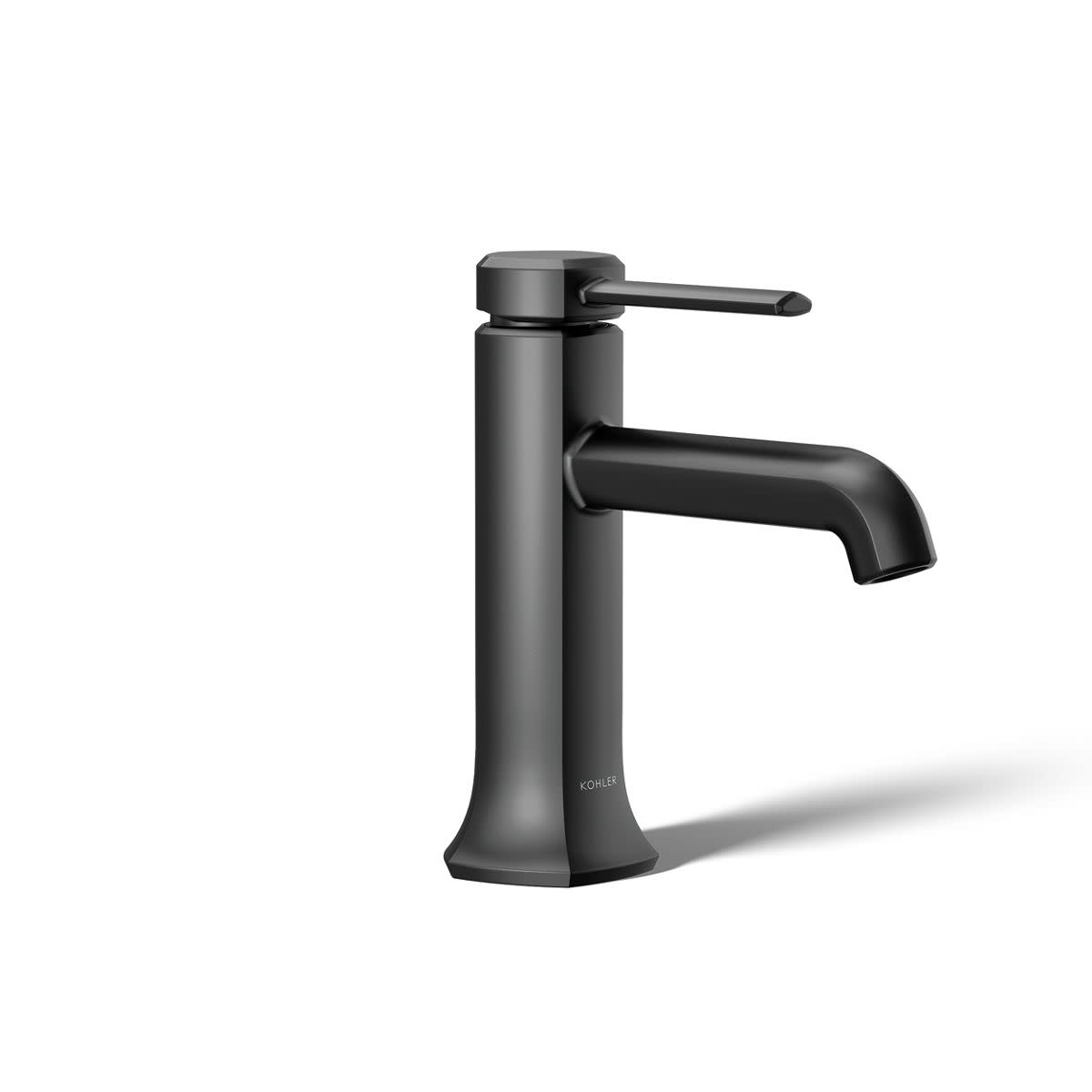 KOHLER 27000-4N-BL Occasion Matte Black Single hole 1-handle WaterSense Mid-arc Residential Handle Bathroom Sink Faucet with Drain