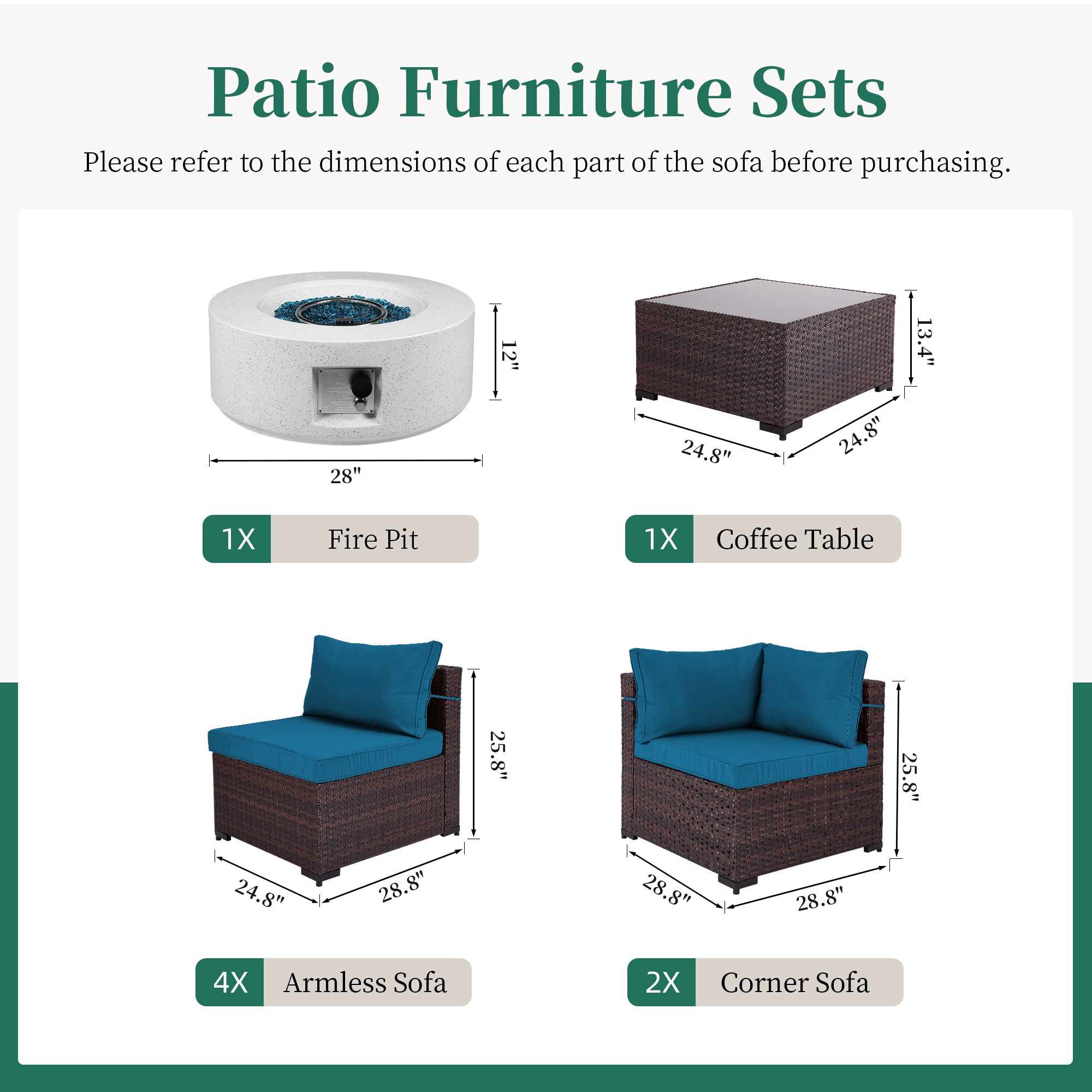UPHA TBSF-ABC28SYMB-DLBLU Patio-Conversation-Sets - View #3