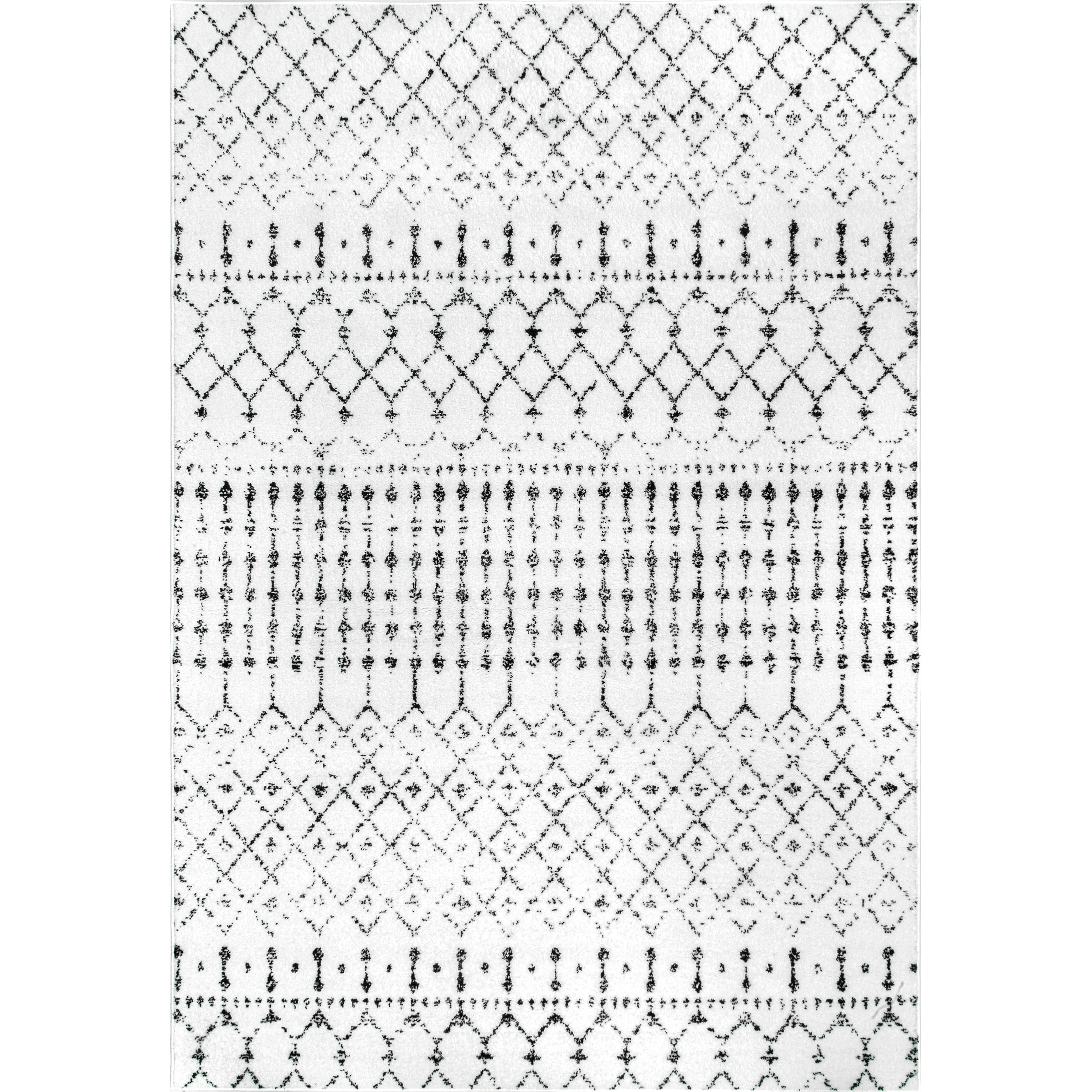 nuLOOM Bodrum 5 X 8 (ft) White and Black Indoor Geometric nuLOOM Bodrum 5 X 8 (ft) White and Black Indoor Geometric