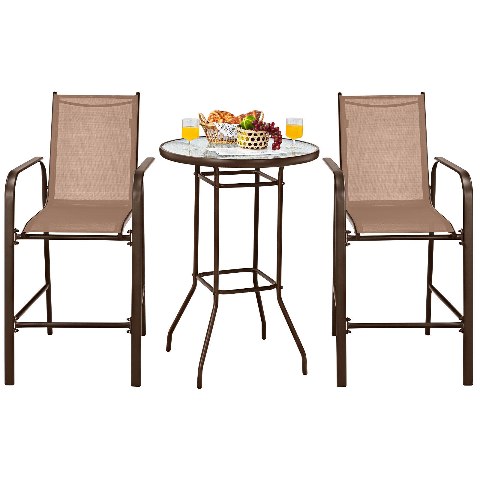 LIVIZA TDS10026CF 3 -Piece Patio Conversation Set with Brown