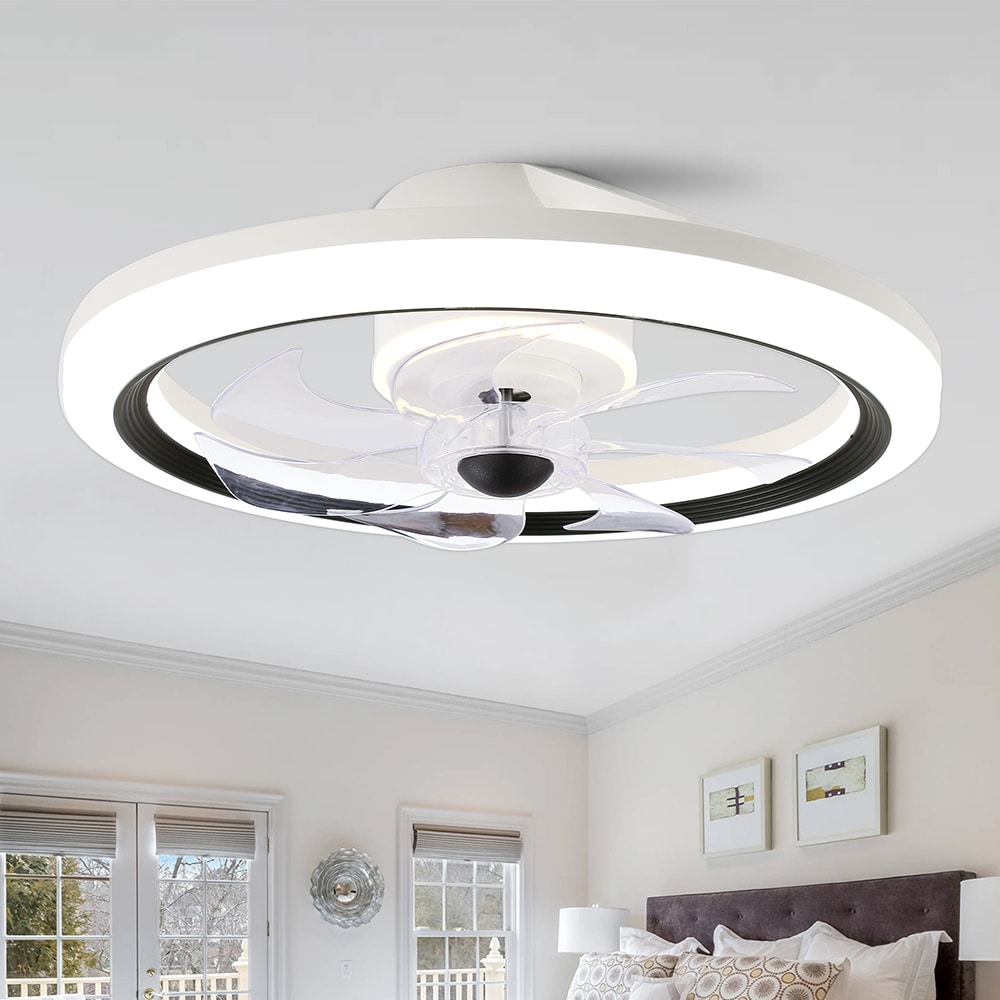 Cusp Barn DC2005 DC2005 20-in Color-Changing Integrated LED Flush Mount Smart Black with ABS Blades Ceiling Fan With Light - Remote Included ( 7 -Blade )
