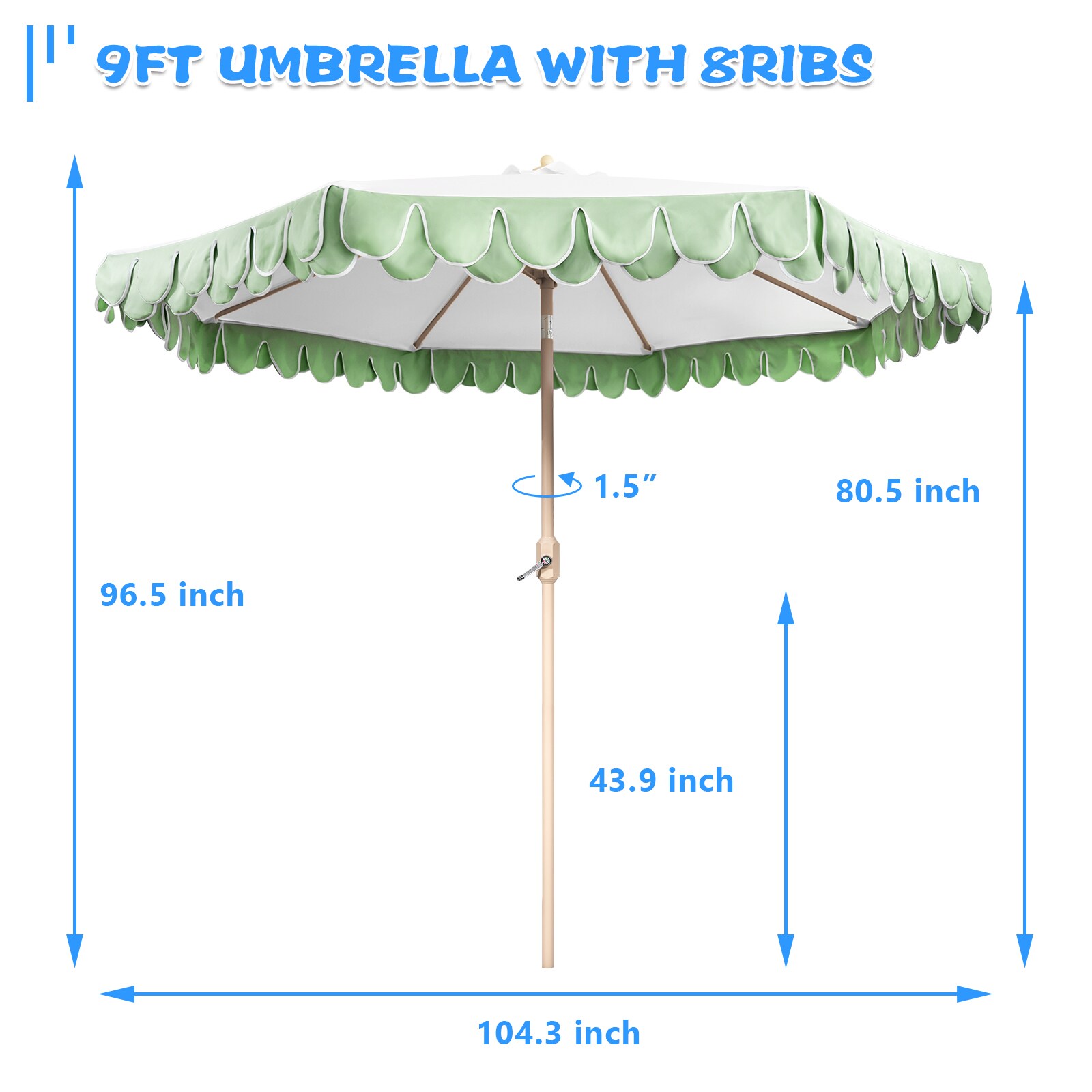 GARSING 9FT-SKIRT -GREEN Umbrellas-2 - View #5