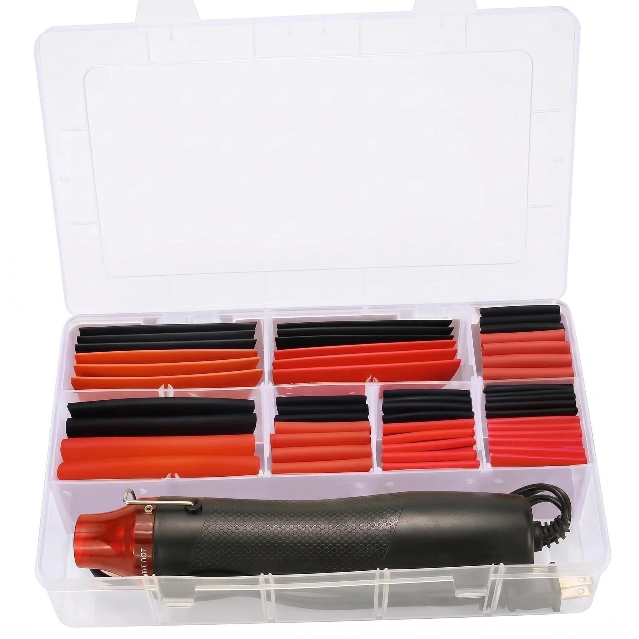 OGETFUUR 240pcs 3:1 Ratio Adhesive Lined Heat Shrink Tubing Kit in Black and Red with Mini Heat Gun for Automotive Marine Wiring