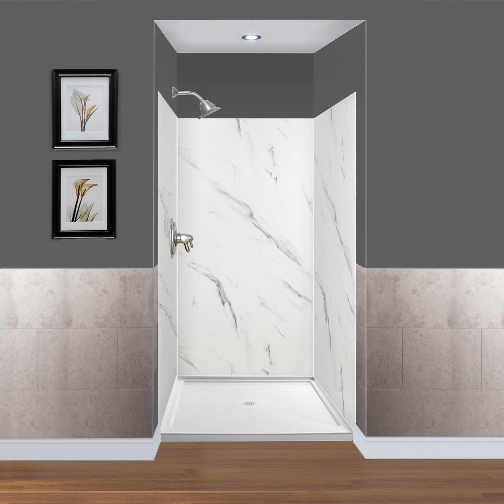 Transolid EWK363672-41 Expressions 36-in W x 36-in D x 72.0-in H Bianca 3.0 -Piece Glue Up Alcove Shower panel kit