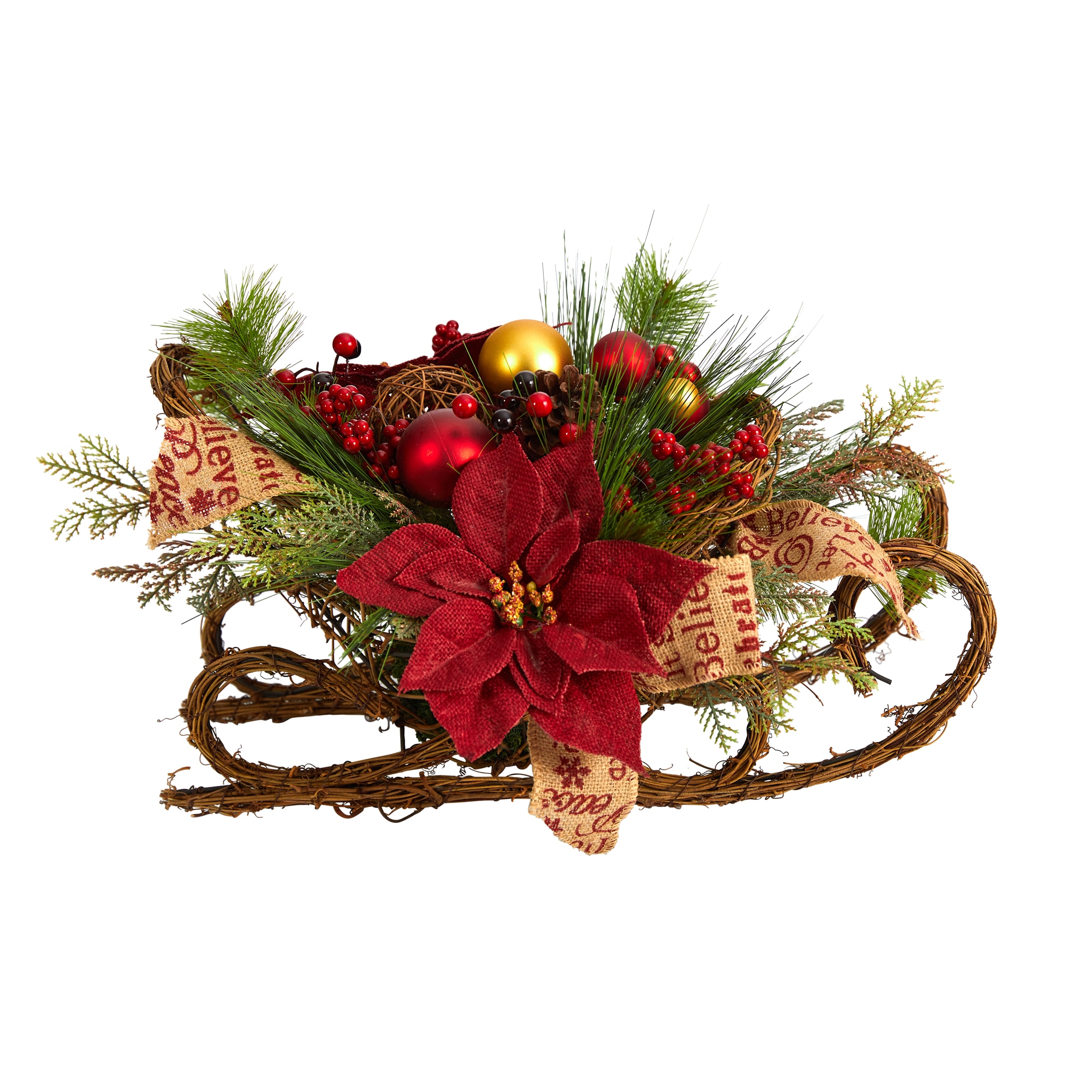 Nearly Natural A1859 10-Inches Sleigh Christmas Decor