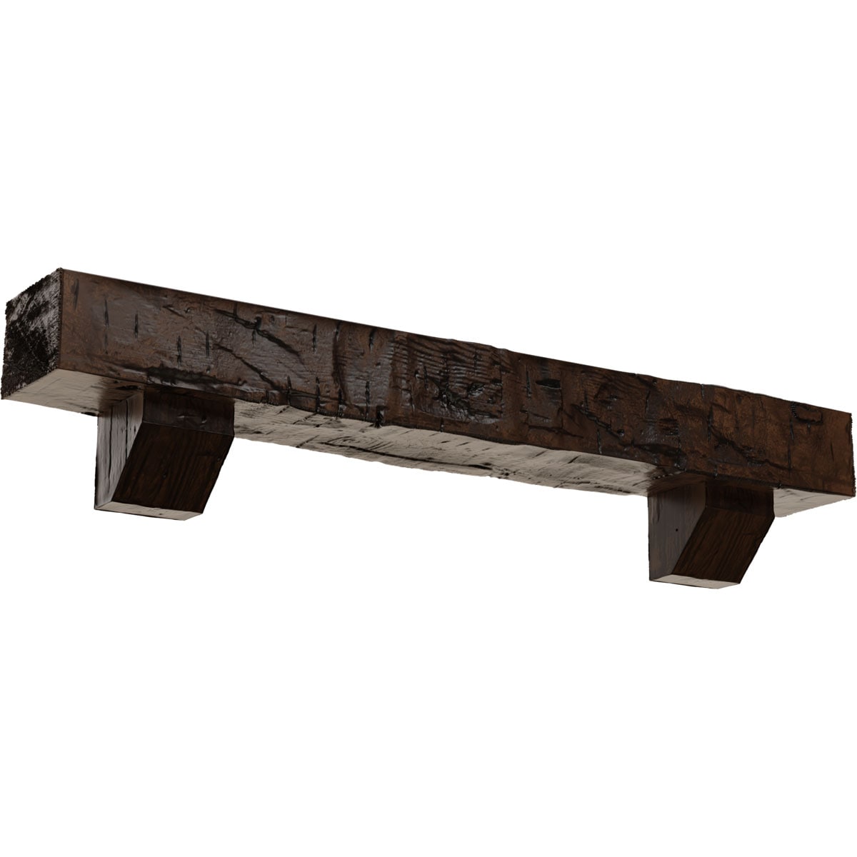 Ekena Millwork MANUHH04X04X72ASZD 72-in W x 4-in H x 4-in D Aged (Premium) Hollow Urethane Rustic Fireplace Mantel