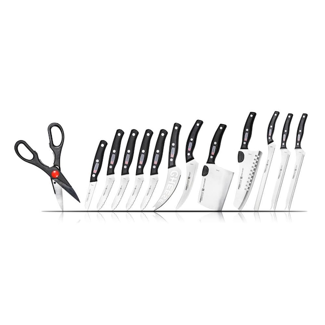 Miracle Blade World Class 13-Piece Stainless Steel Cutlery Set with  Slicers, Carving Knife, Cheese Knife, Steak Knives, Paring Knife, and  Kitchen Shears in the Cutlery department at