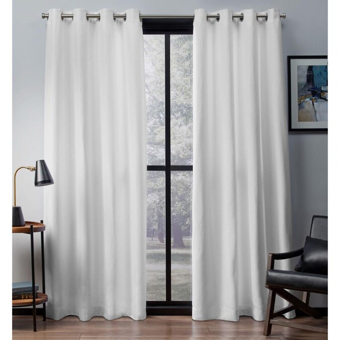 Design Decor 108in White Polyester Room Darkening Standard Lined Grommet Curtain Panel Pair in